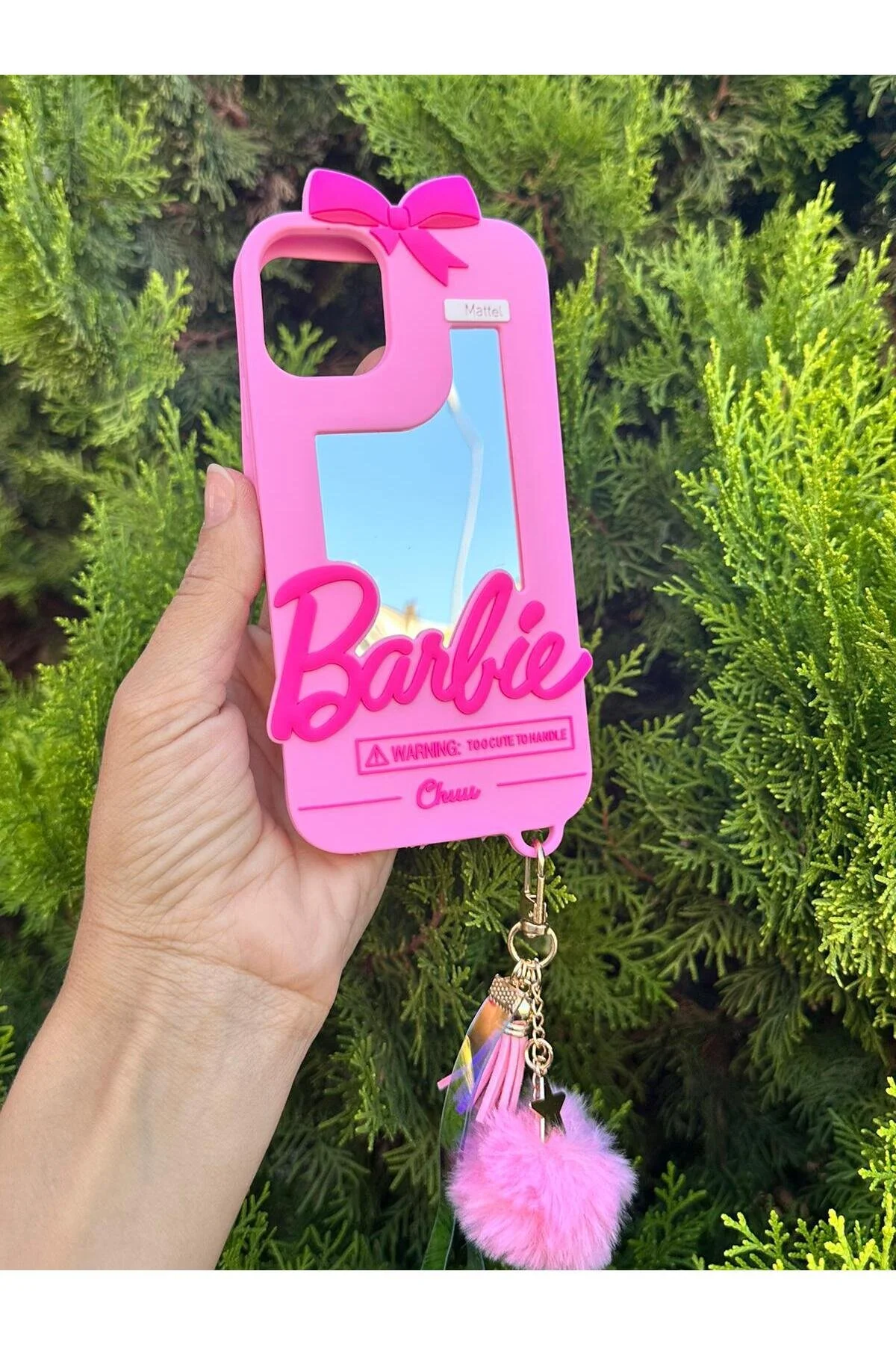 کاور و قاب سیلیکونی MIRRORED POMPOM BARBI سازگار با IPHONE 13 PRO MAX ZB Aksesuarda Moda