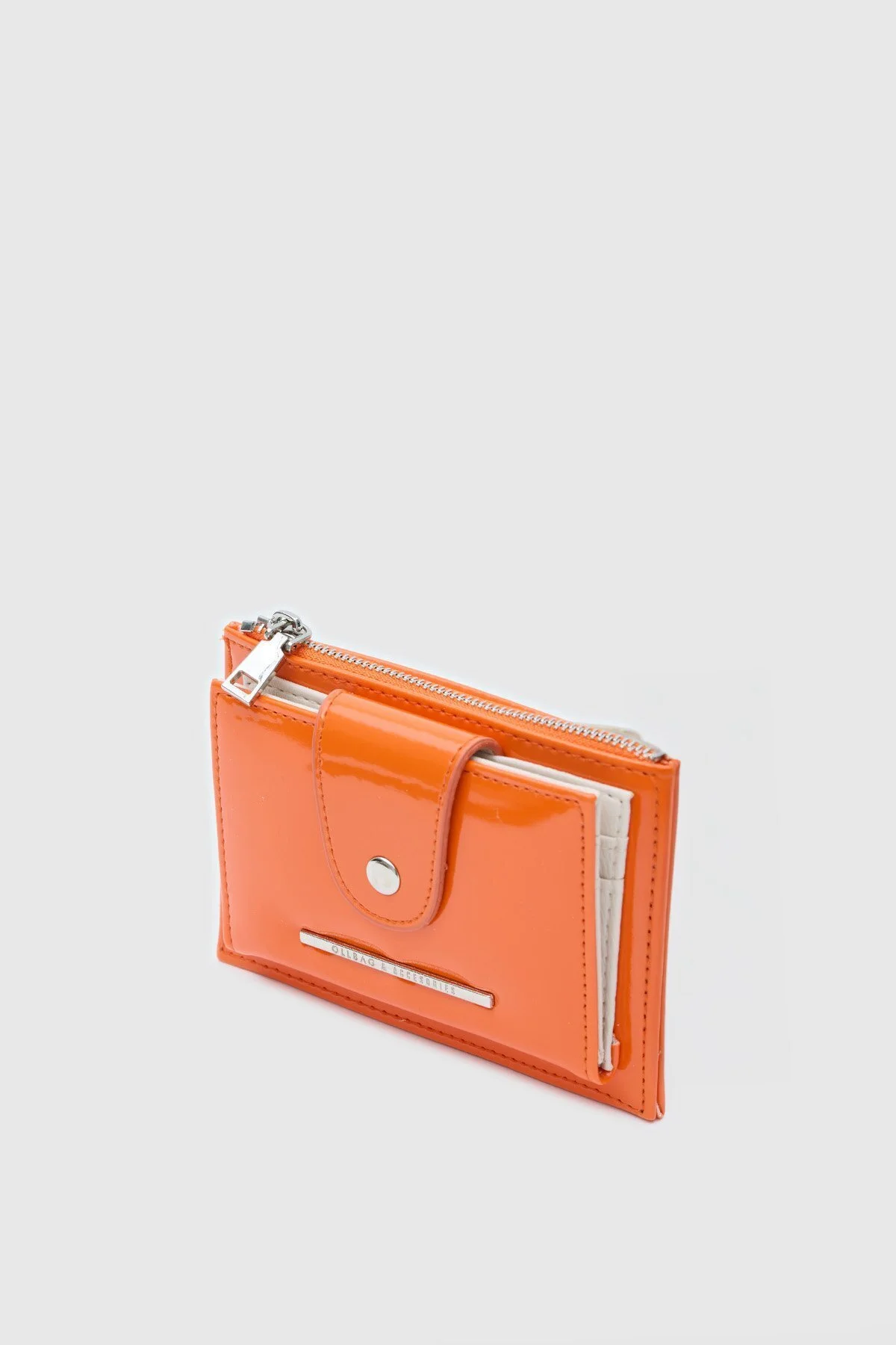 کارت دار زنانه چرمی ثبت اختراع نارنجی LULA OLLBAG