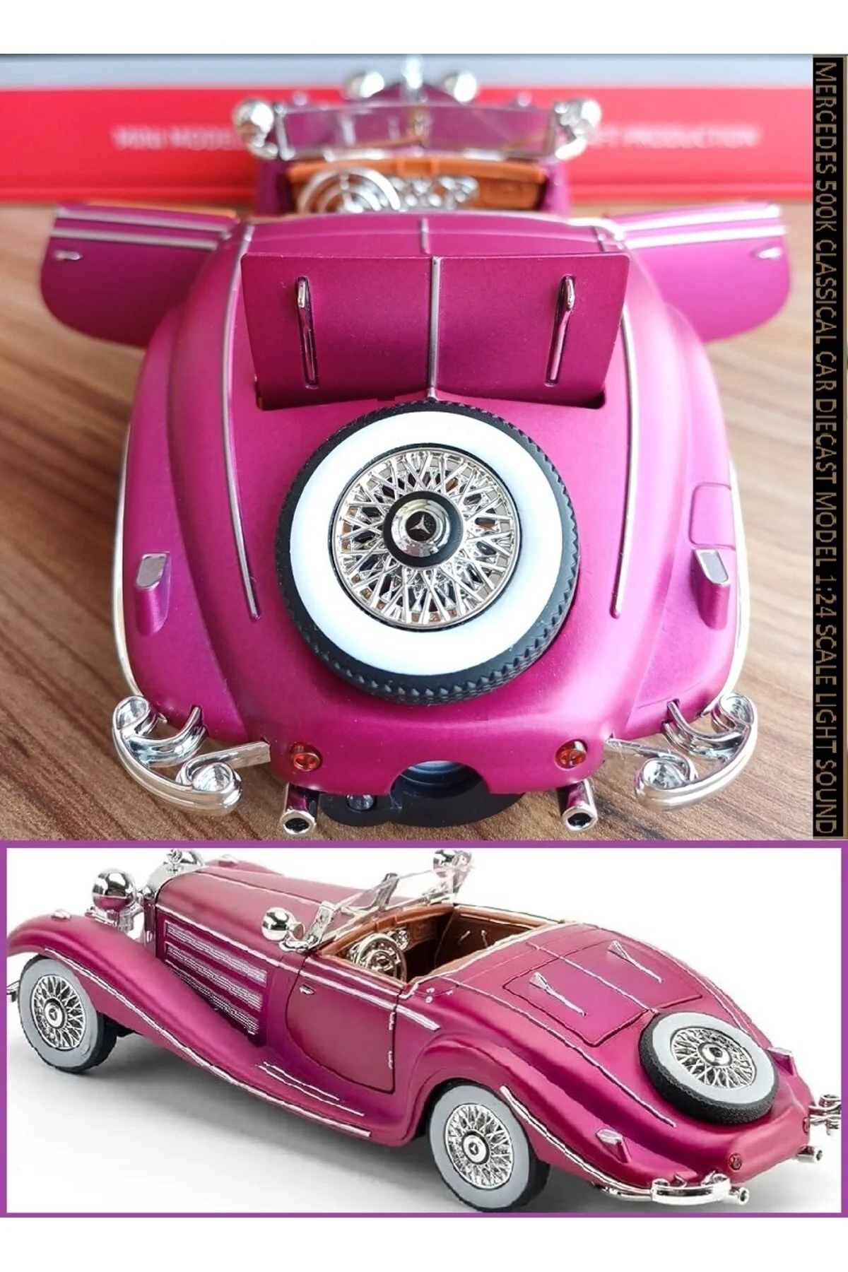 مدل خودرو مرسدس بنز 500K METAL CLASSIC ENGLAND 1936 1.24 DIECAST K500 COLLEXIS PURPLE OYUNCAKSAHİLİ