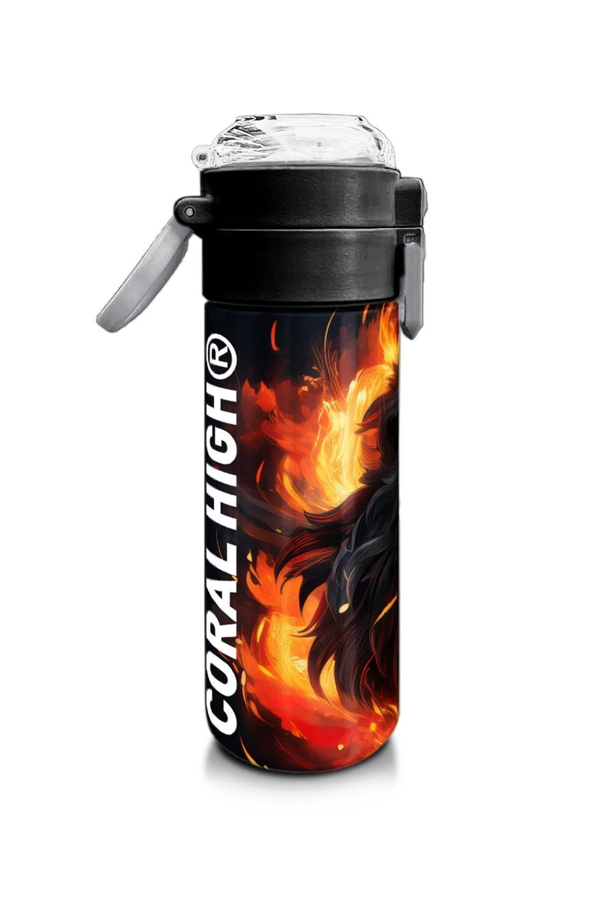 قمقمه و فلاسک استیل طرح دار پسرانه با نی نوشیدنی مستقیم 500 میلی لیتری Coral High