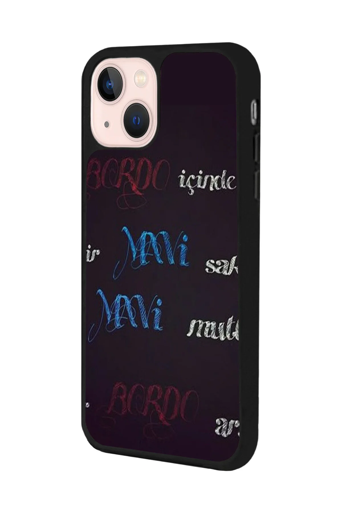 کاور و قاب APPLE IPHONE 13 سازگار با چاپ مشکی مات سیلیکون نرم محافظ پوشش ضربه‌گیر Aksel Kılıf