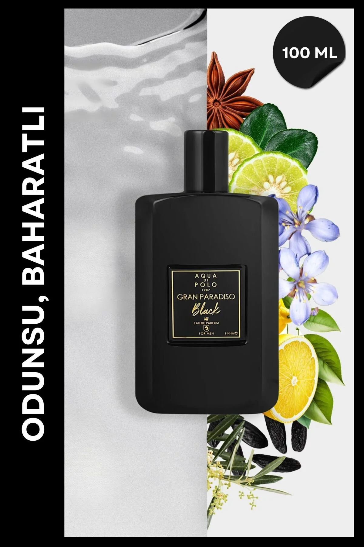 عطر مردانه GRAN PARADISO مشکی ادوپرفیوم 100 ML | چوبی تند لیمو ترنج تنباکو چرم Aqua Di Polo 1987