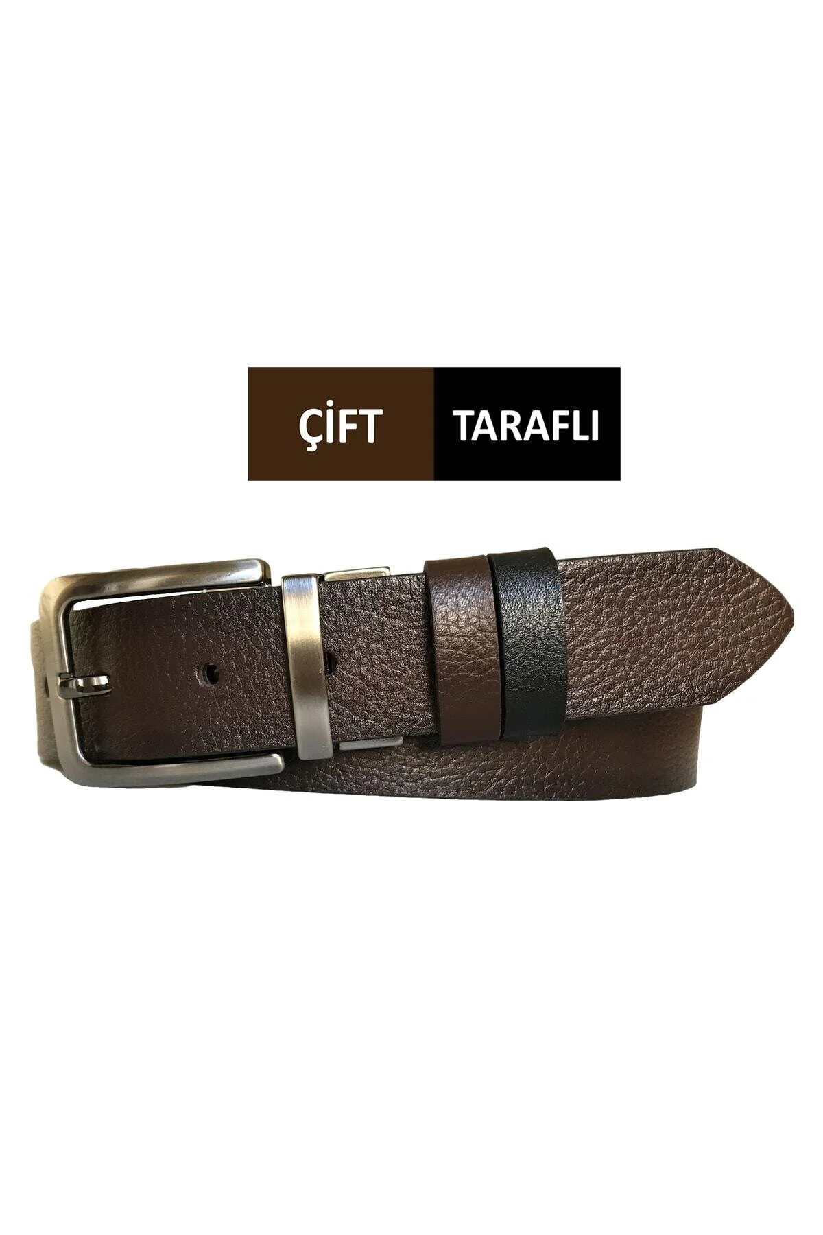 کمربند چند رنگ مردانه و زنانه 4 سانتی دو طرفه چرم اصل قهوه ای تیره مشکی GoDeri