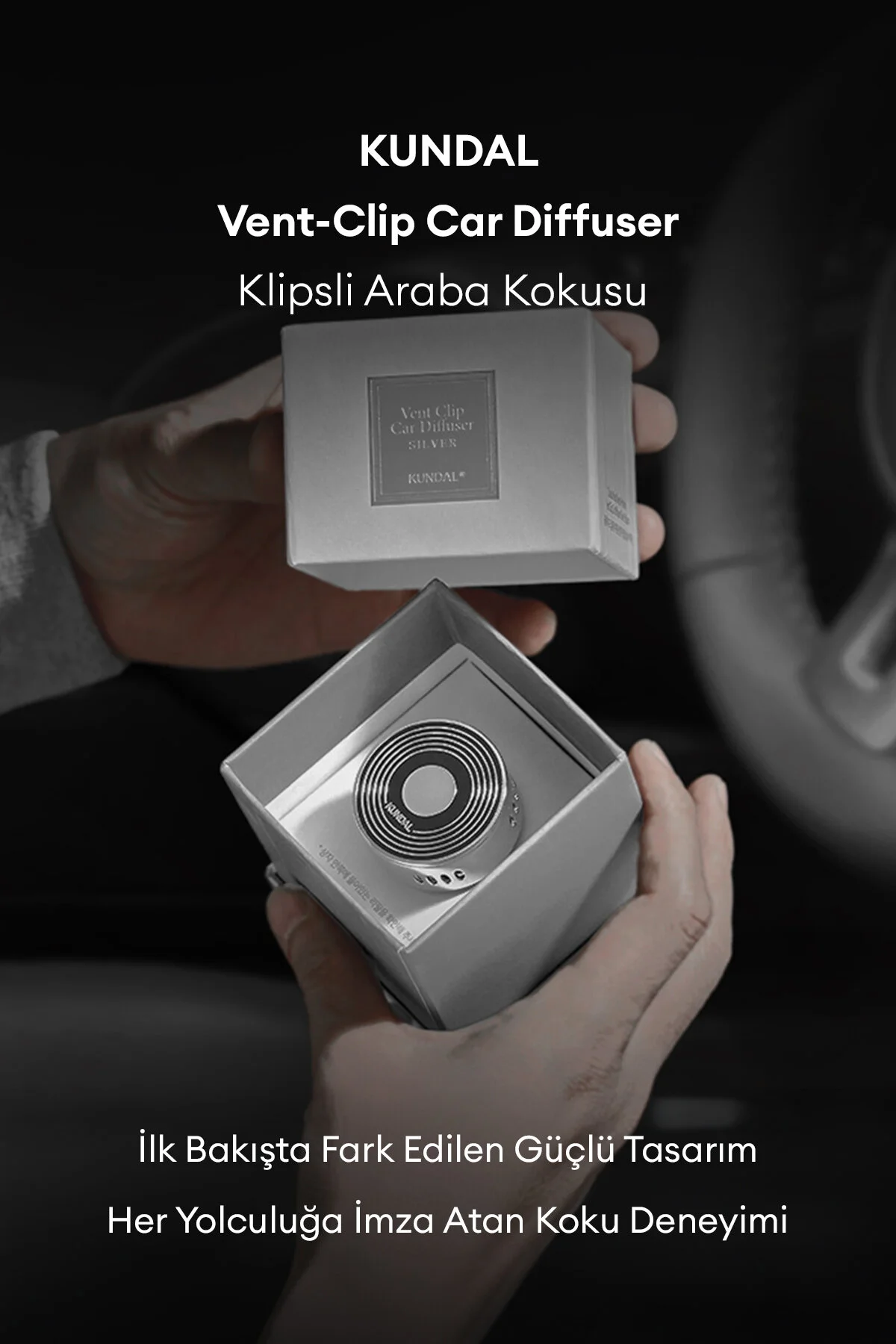 خوشبوکننده خودرو بوی ماشین با گیره نقره ای گیلاس سیاه KUNDAL VENT CLIP CAR DIFFUSER SILVER Kundal