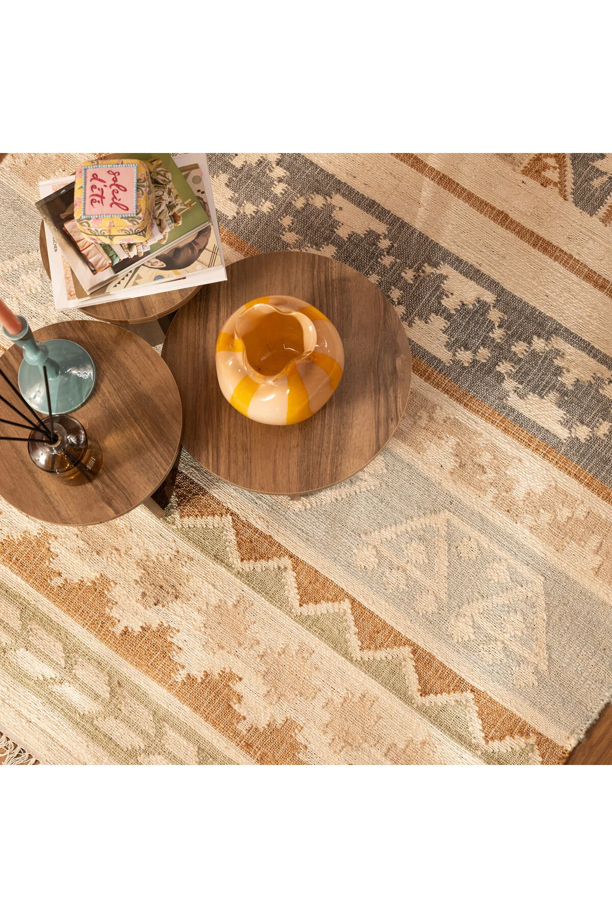 فرش جیپور جوت 120X180 سانتی متر بژ آبی Zsa Zsa Zsu