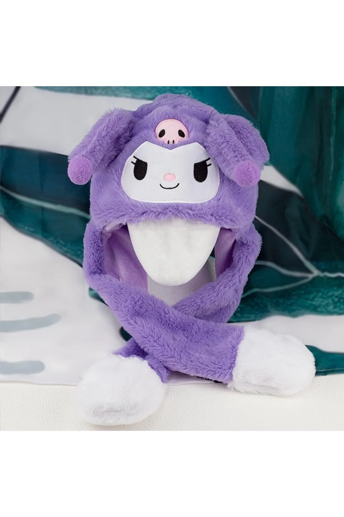 اسباب بازی های پشمی SANRIO KUROMI CINNAMOROLL کلاه ملودی من متحرک گوش مخملی با حالت روشن MJ TOYS
