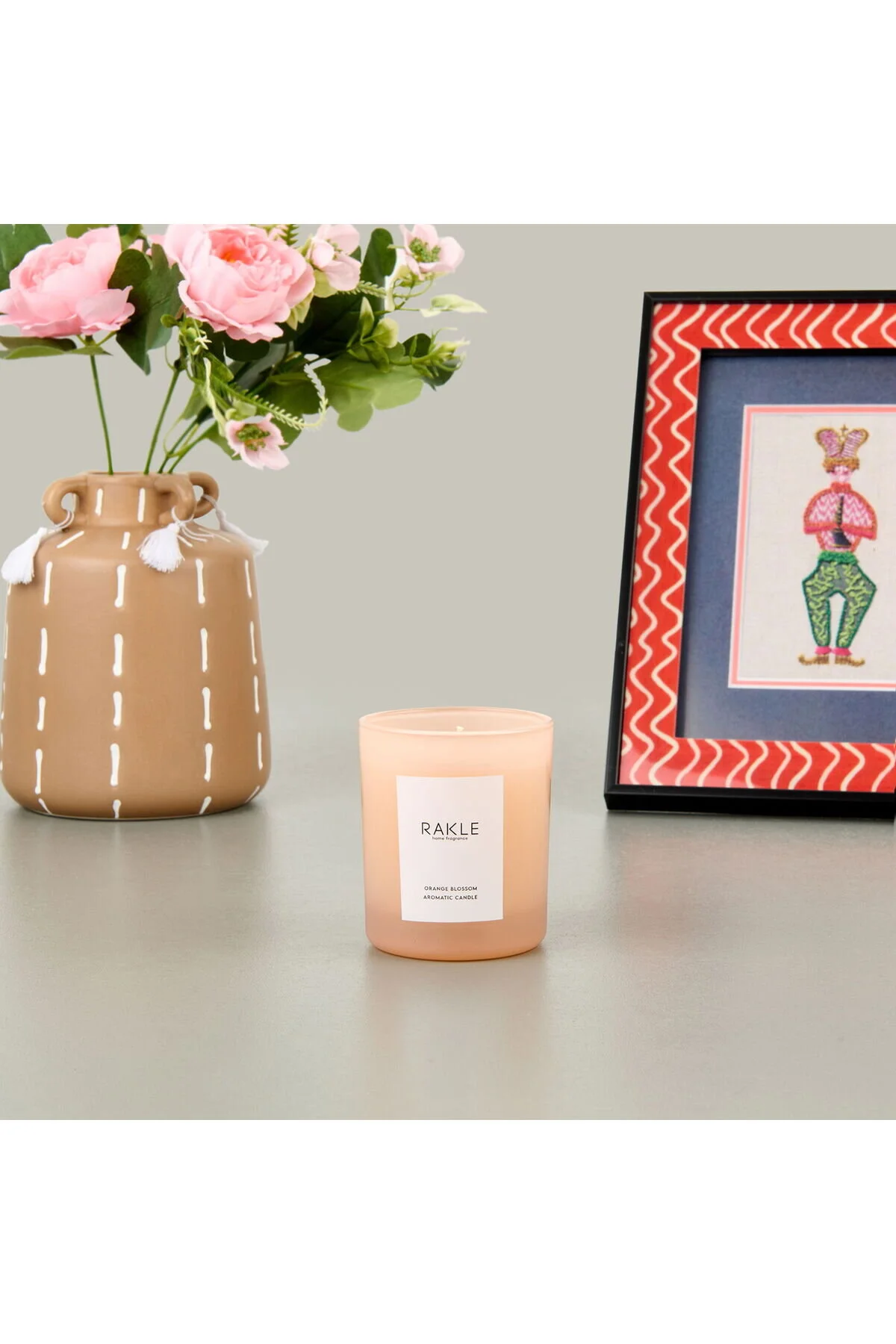 زیرسیگاری شمع معطر شکوفه نرم نارنجی 120 گرم Rakle