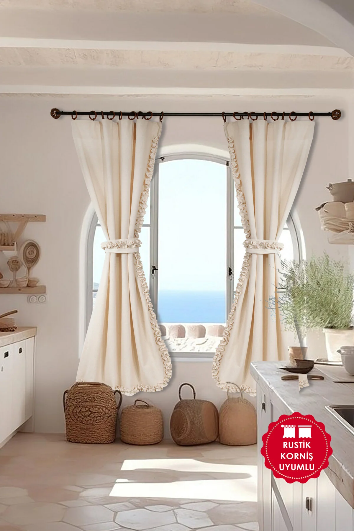 پرده ضخیم (فون) نود ناتورل Bohemian Double Wing Banding  cotton maison
