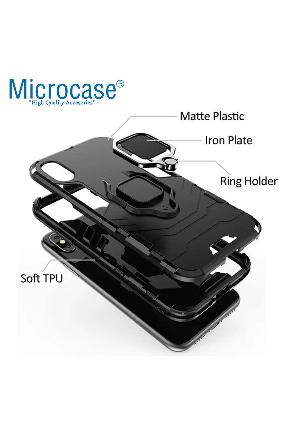 کاور و قاب زرهی پایه حلقه ای سری بتمن سازگار با VIVO PRO مشکی Microcase