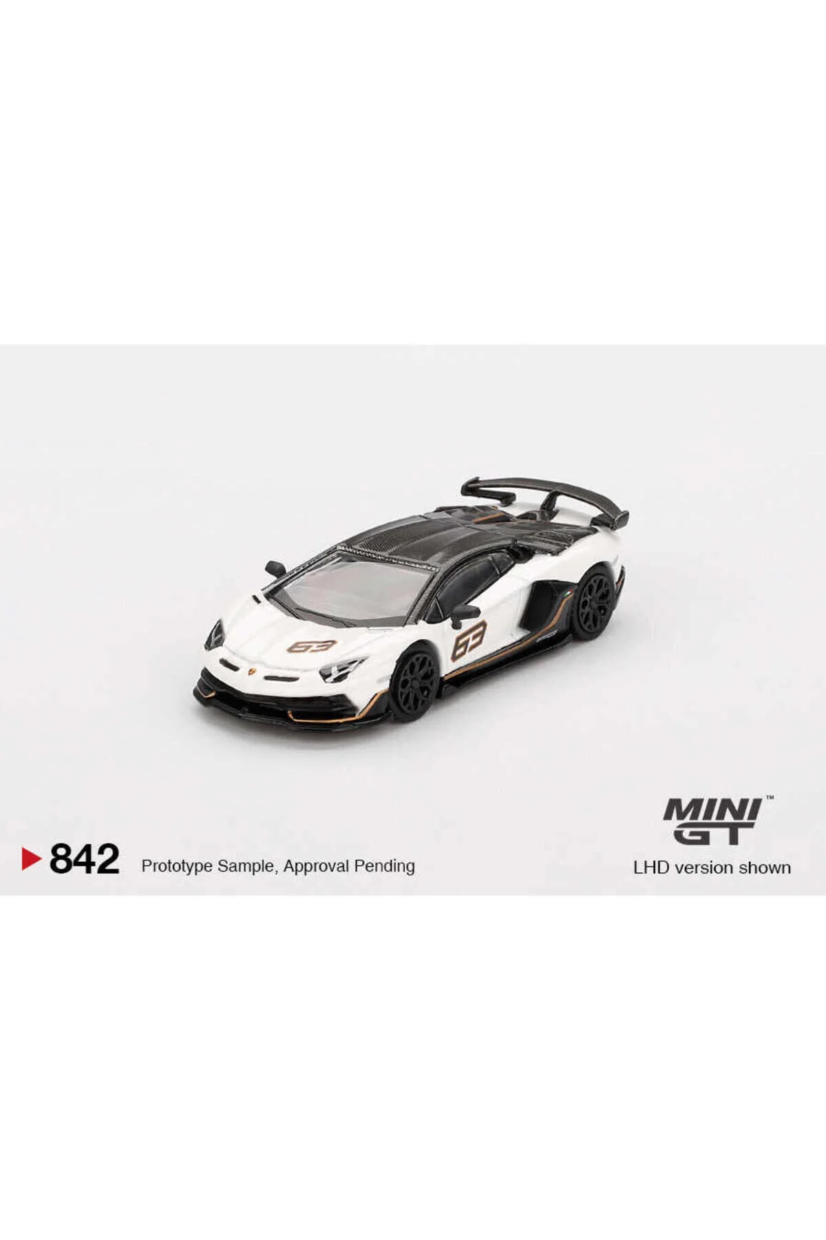 ماشین اسباب بازی 1:64 LAMBORGHINI AVENTADOR SVJ 63 مدل سازی سفید mini gt
