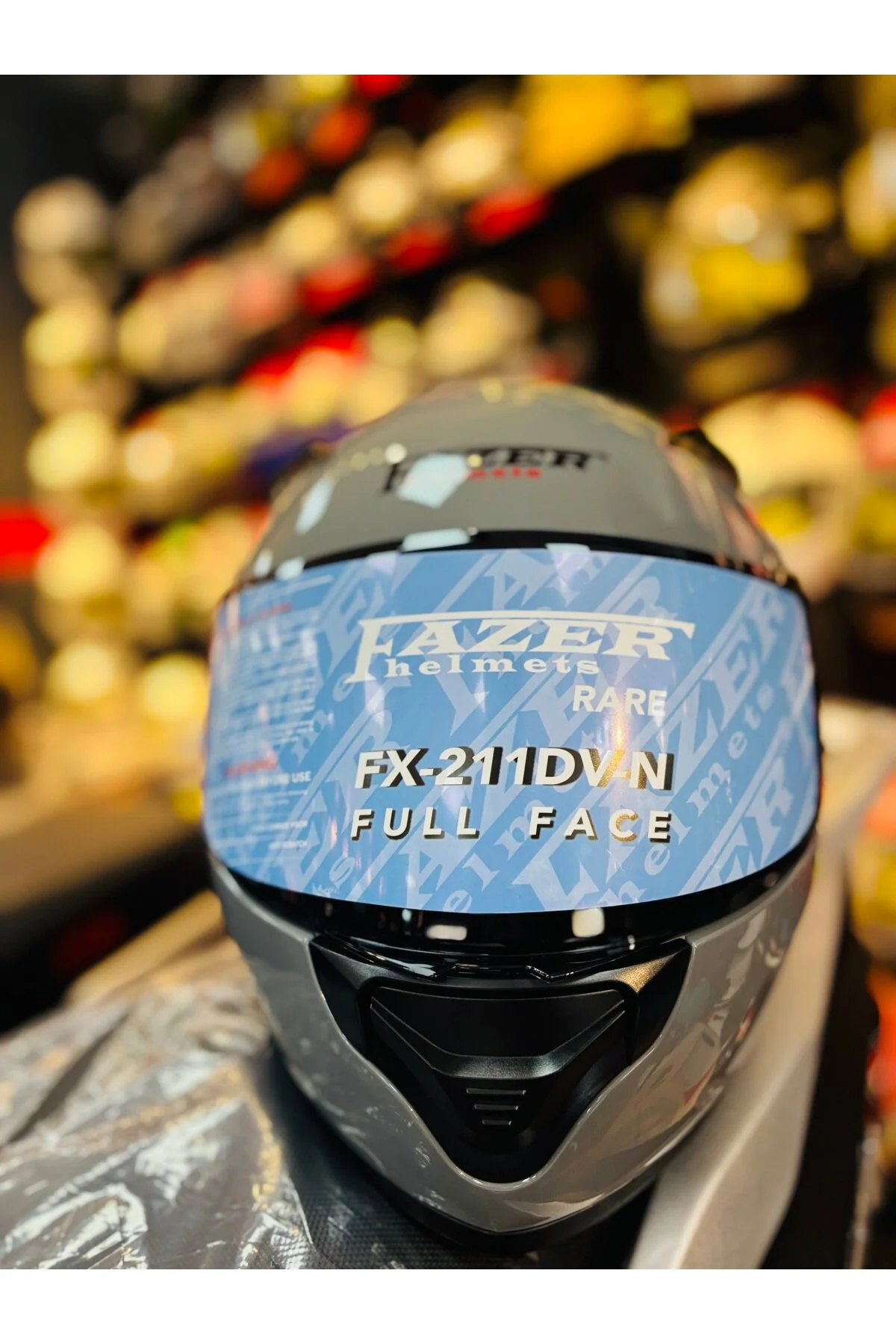 کلاه کاسکت موتورسیکلت خاکستری FAZER مشکی VIZOR SOLID NARDO براق FLIT FACE SUN MOTORCYCLE RSV