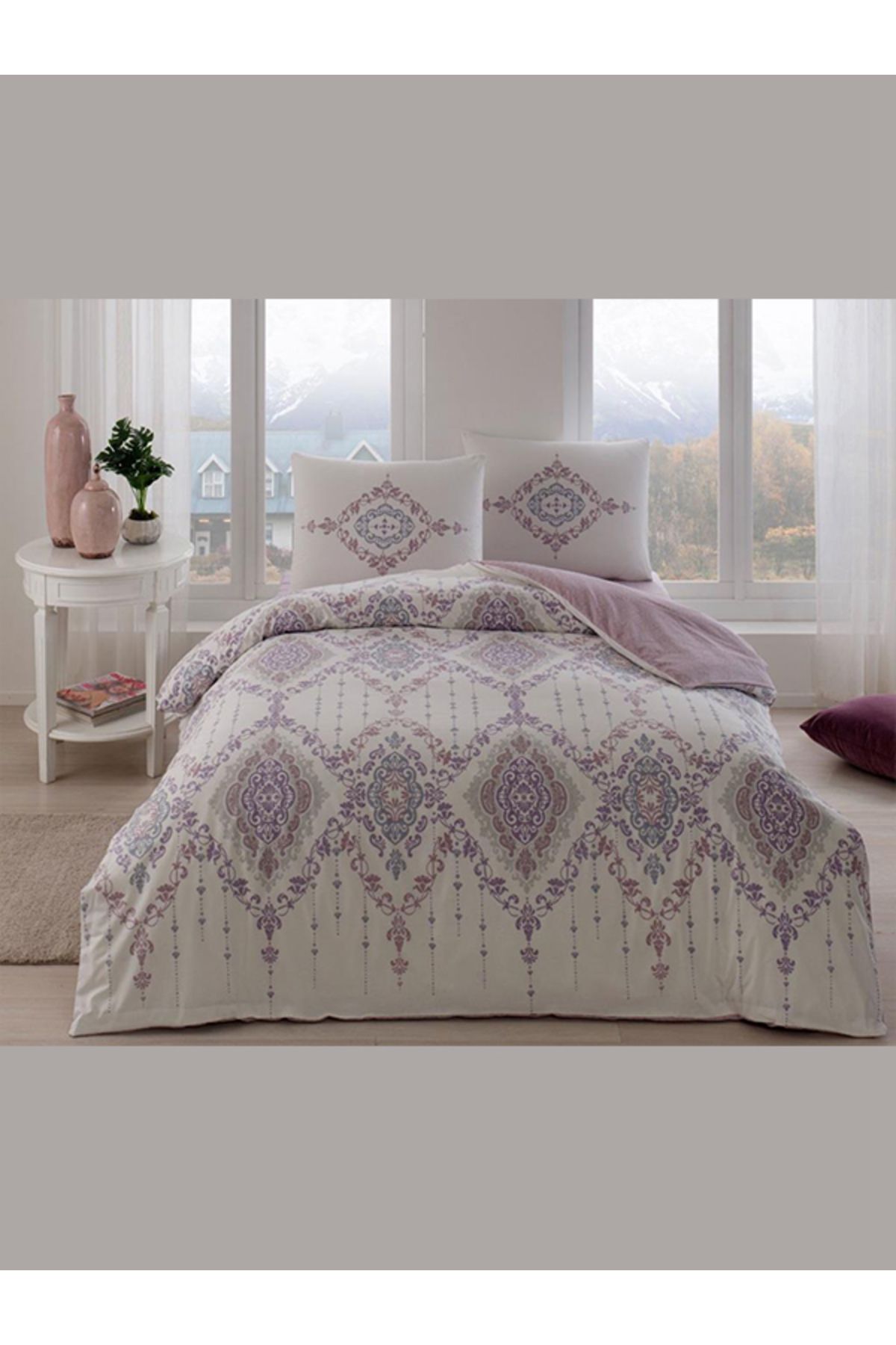 کاور لحاف دو نفره صورتی ست روتختی King Size از سری Carmine Ranforce تاچ TAC Taç - Taç - تاچ - کاور لحاف دو نفره