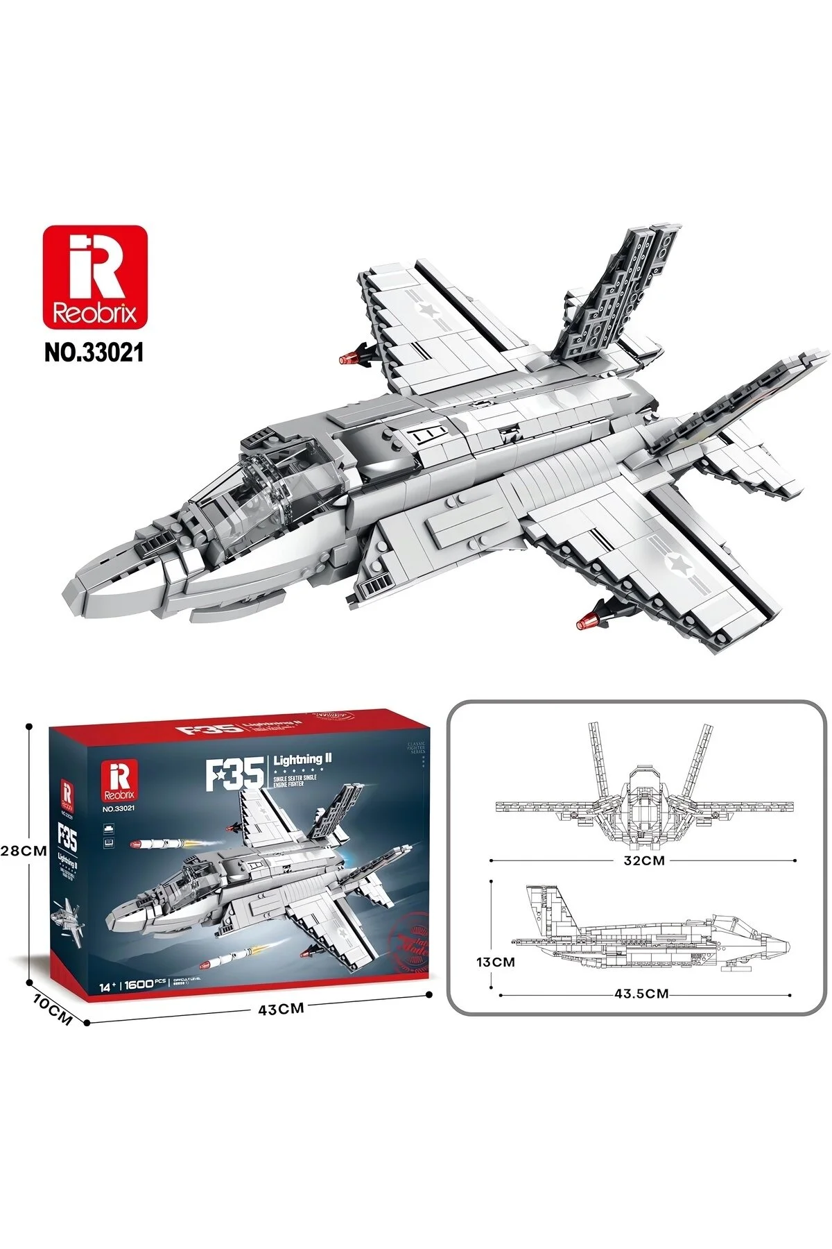 لگو و اسباب بازی های ساخت محور جت جنگنده F 35 کیت بلوک فنی 1600 قطعه از ترکیه REOBRIX