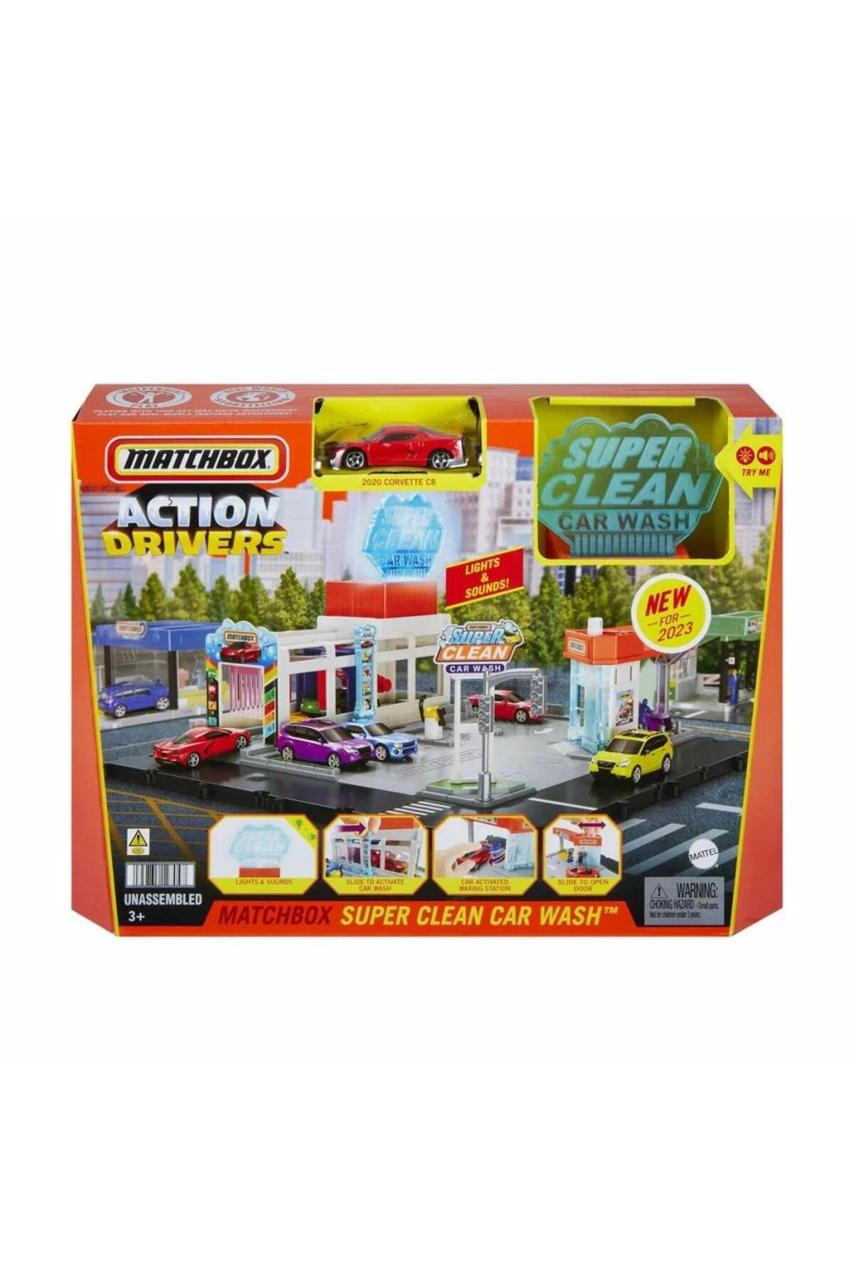 ست بازی مردانه و زنانه مجموعه Hnj54 Action Drivers Super Car Wash Matchbox