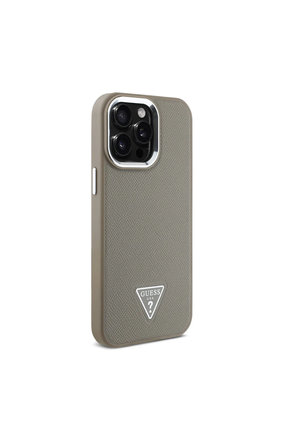 کاور و قاب APPLE IPHONE 13 PRO MAX CASE GUESS LICENSED CHARGING SAFE M دارای پوشش مثلث دانه دار قهوه ای اورجینال Guess