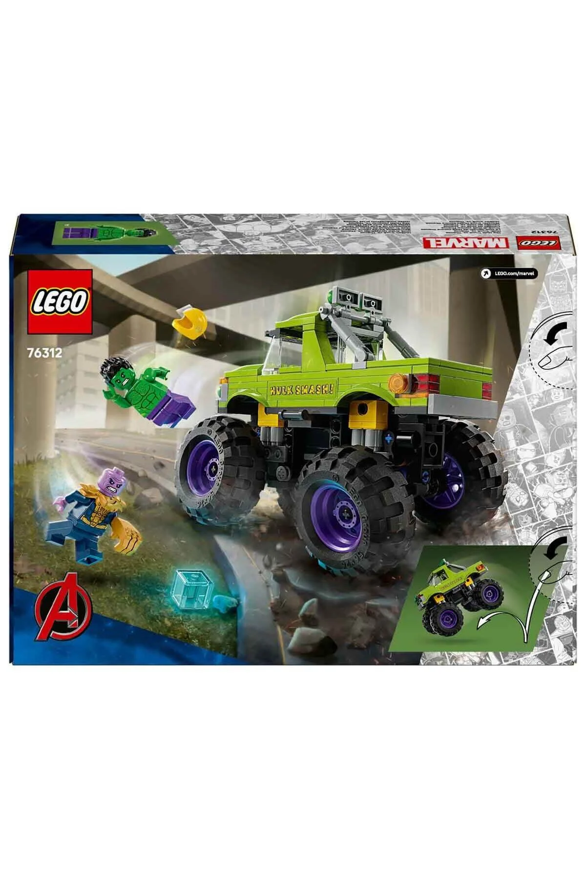 لگو و اسباب بازی های ساخت محور MARVEL HULK TRUCK VS. THANOS 76312 ابرقهرمان برای کودکان 7 سال به بالا از ترکیه LEGO