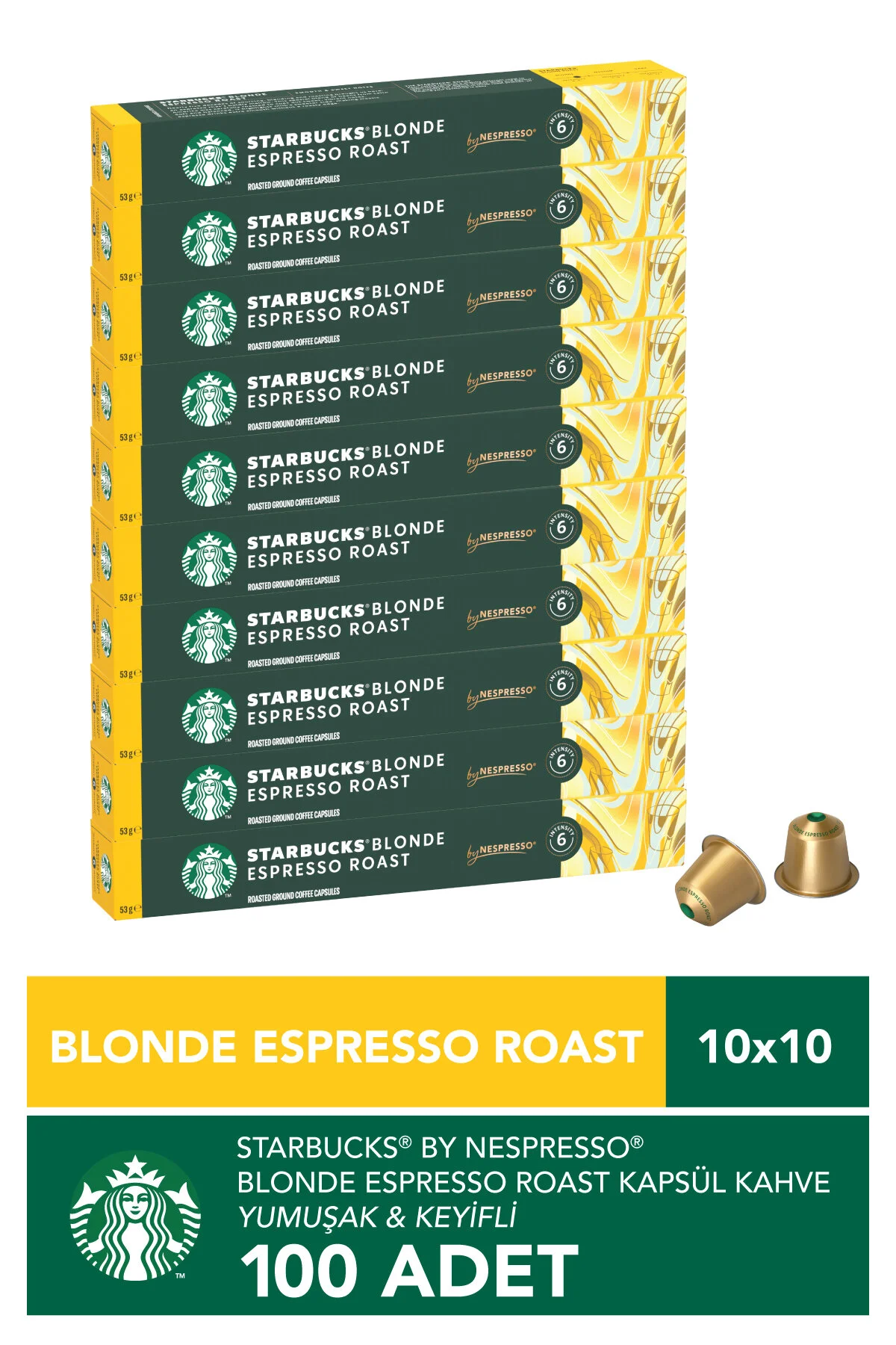 کپسول قهوه سازگار با نسپرسو توسط NESPRESSO BLONDE ESPRESSO CAPSULE COFFEE 10 X عدد استارباکس Starbucks