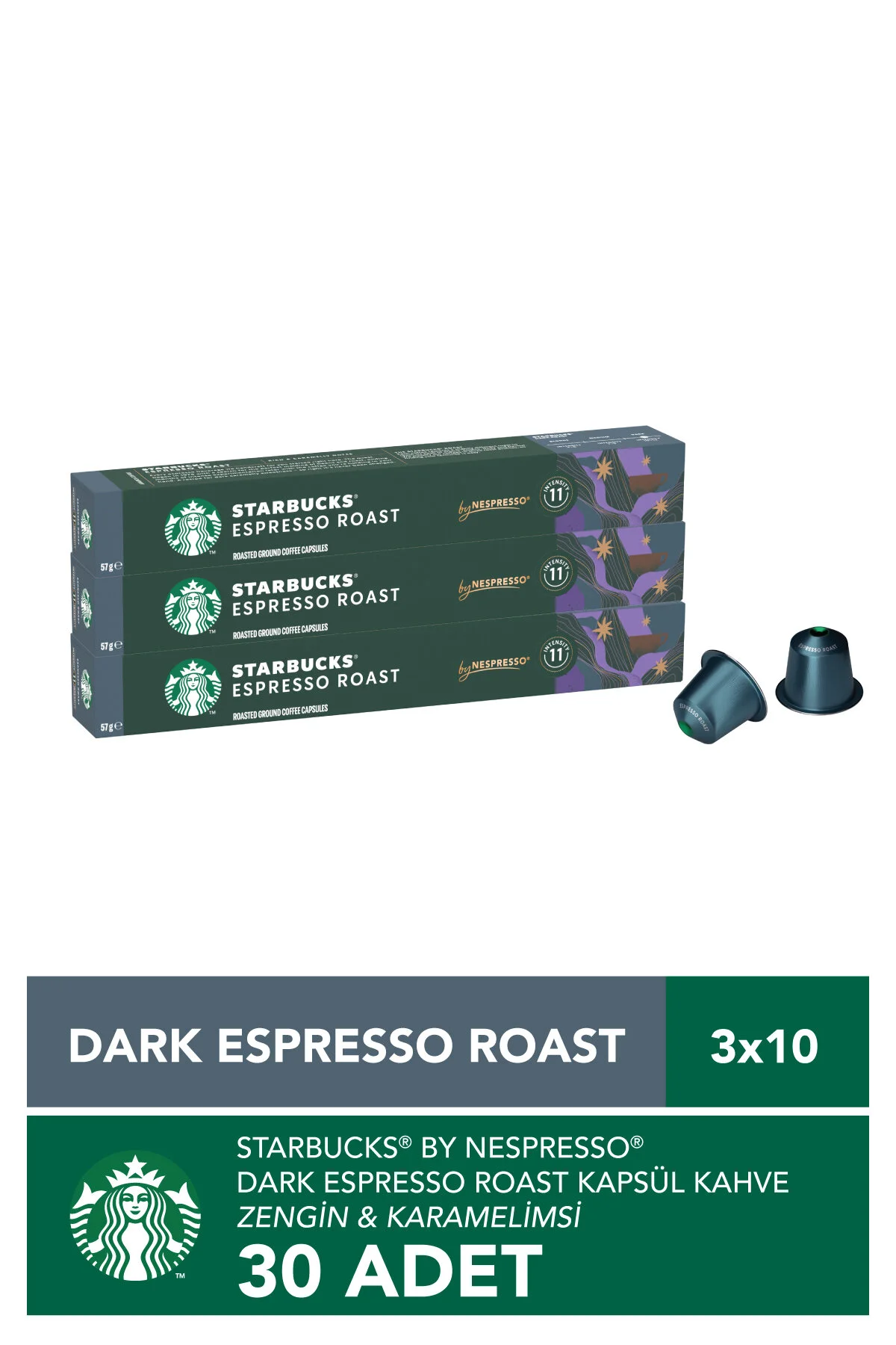 کپسول قهوه سازگار با نسپرسو توسط NESPRESSO DARK ESPRESSO ROAST CAPSULE COFFEE 3 X 10 عدد استارباکس Starbucks