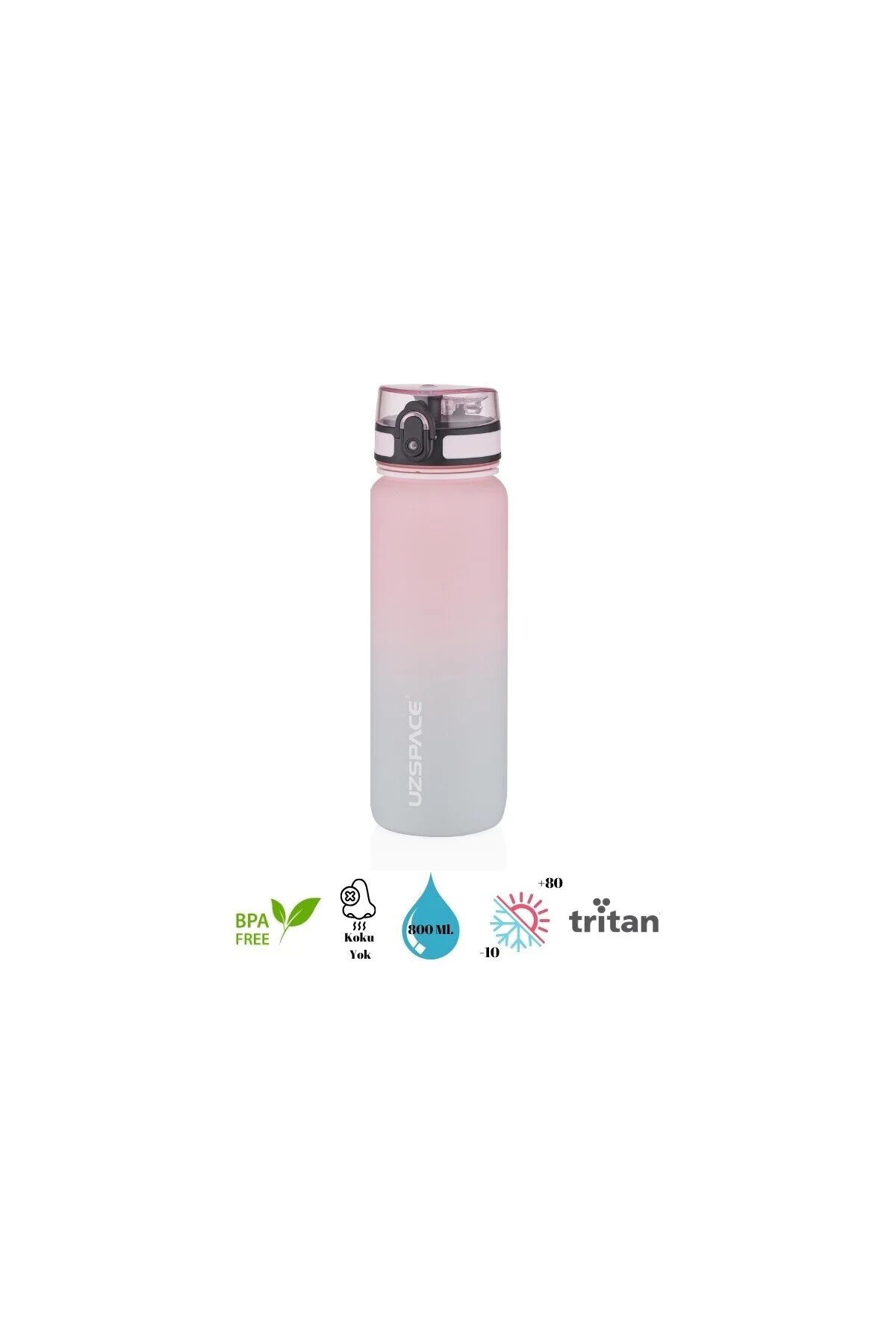 قمقمه و فلاسک UZSPACE MATARA TRITAN 800 میلی لیتر 3053 6 خاکستری صورتی Vagonlife