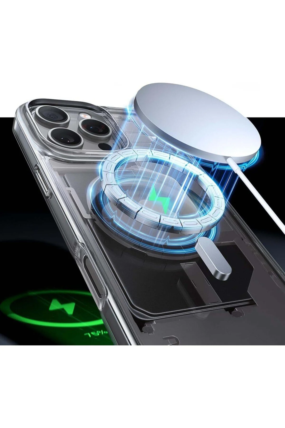 کاور و قاب APPLE IPHONE 16 PRO MAX سازگار با MAGSAFE مغناطیسی شارژ بی سیم پشتیبانی از پوشش شفاف سیلیکونی سخت EİMA