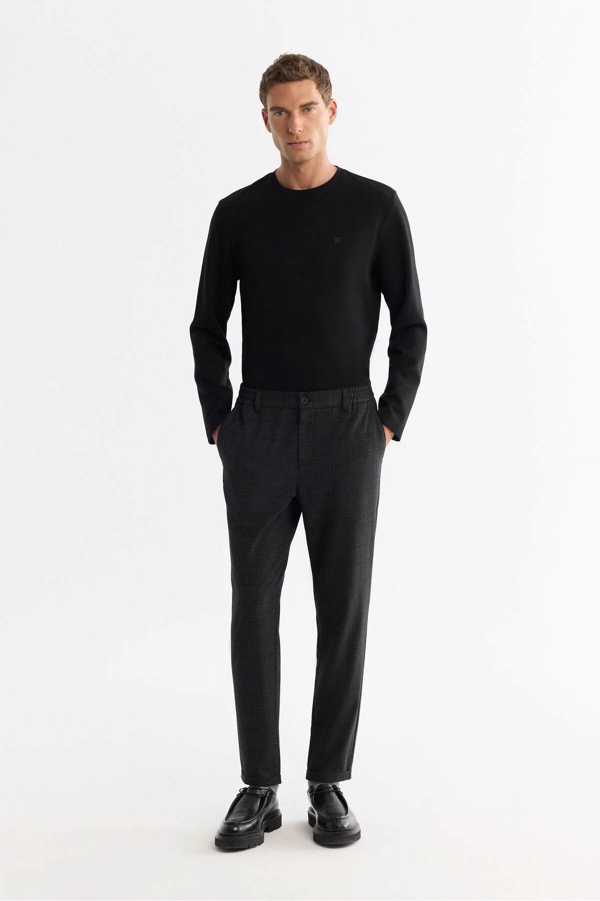 شلوار مشکی مردانه طرف سیاه Plee Pleated Planed Plated Dual Trousers A42Y3043 آوا Avva