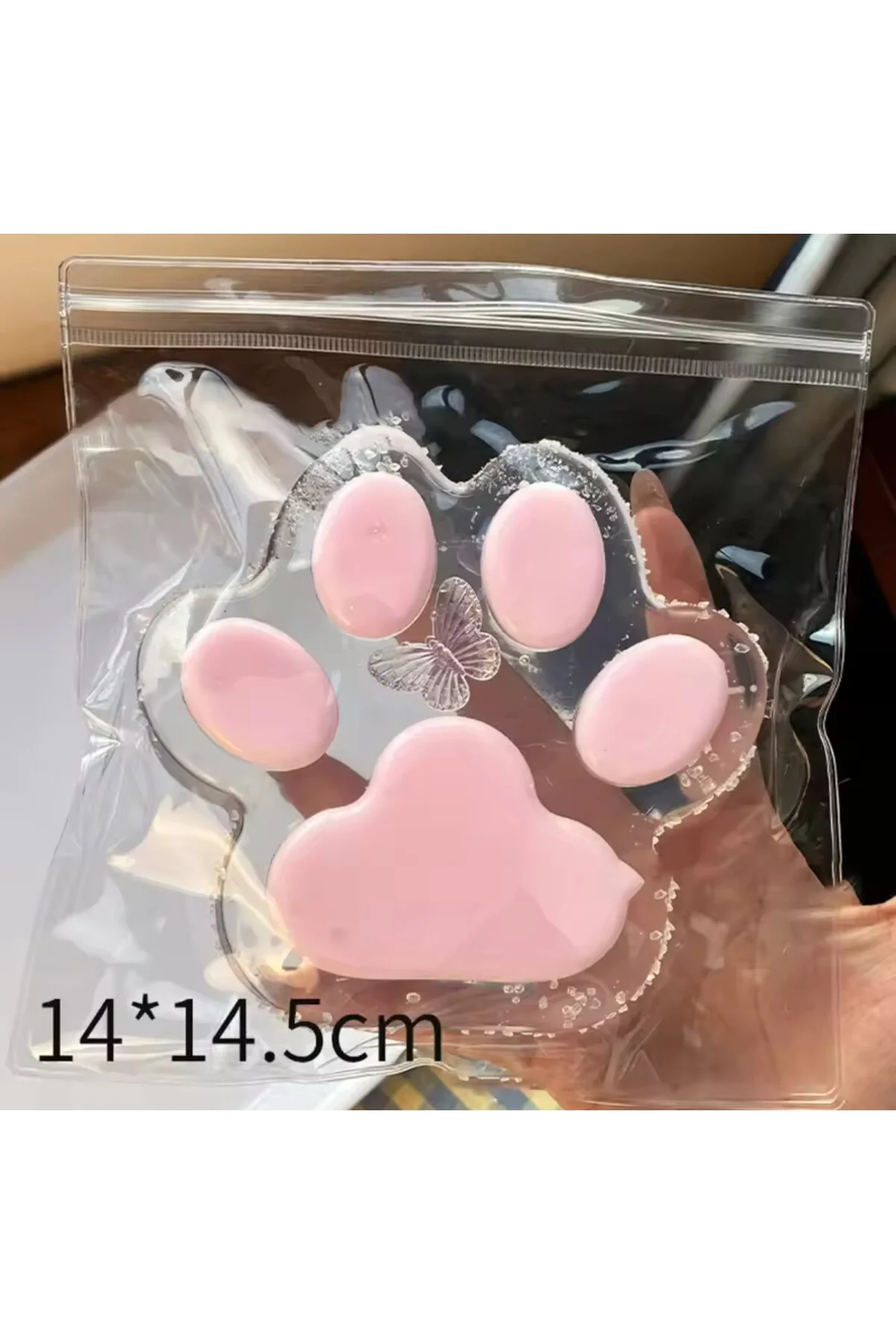اسباب بازی های فیگور دیگر FU SQUISHY CAT PAW TAN SUKUSHI SEQUIN STRESS SQUEEZE TOY شفاف صورتی tmtoysandmore
