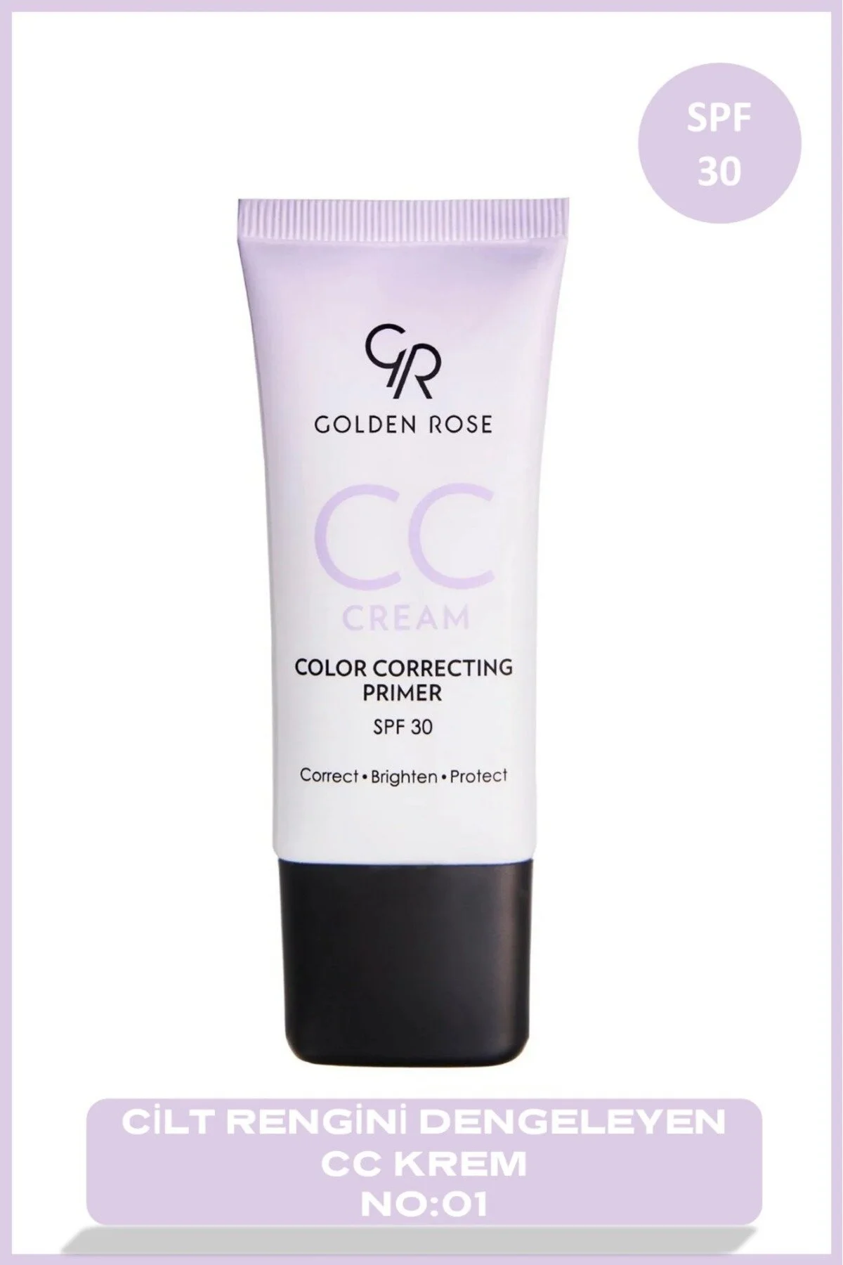 Golden Rose پایه کرم رنگ‌افزایی بدون عیب 01 بنفش CC Cream