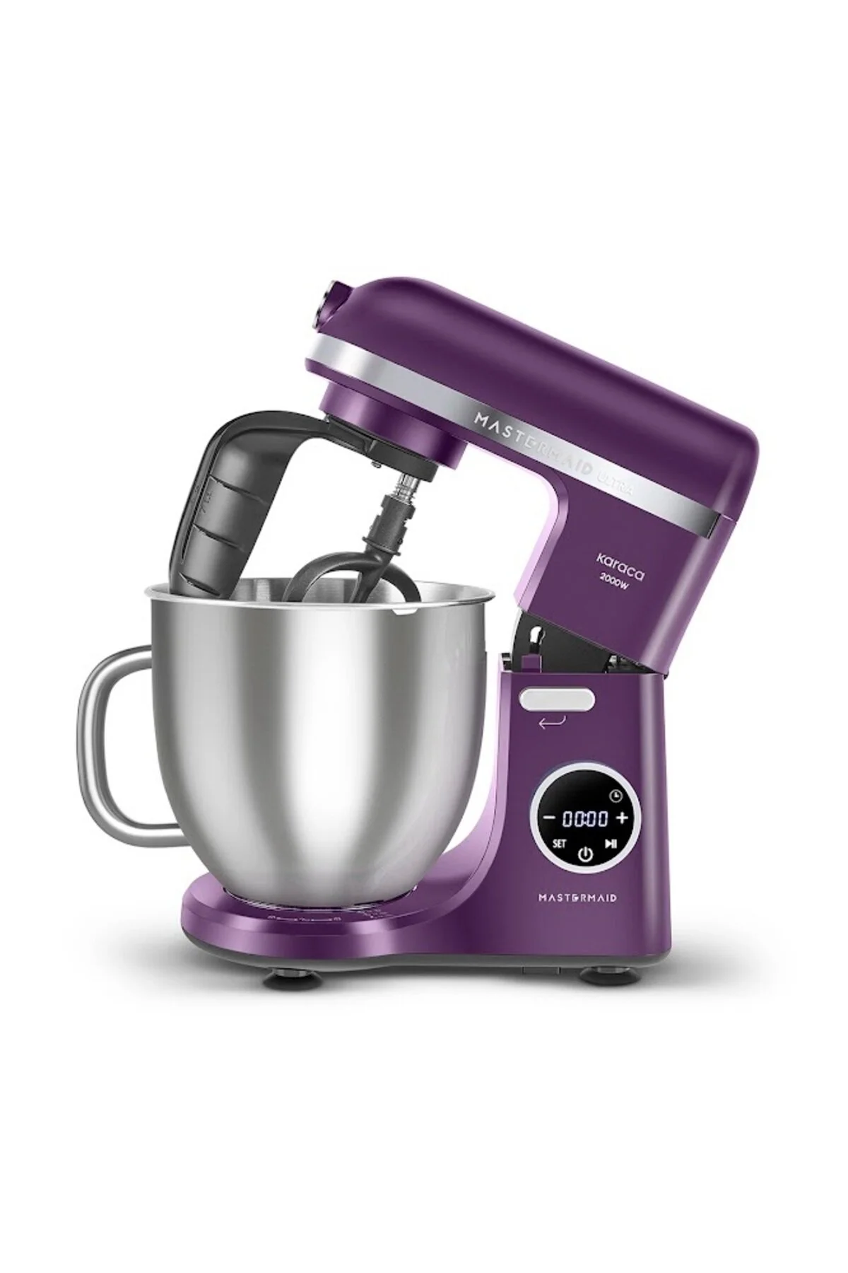 میکسر و ست دستگاه خمیر MASTERMAID CHEF ULTRA D2000W با نمایشگر دیجیتال GRAPE PURPLE 7L اورجینال Karaca