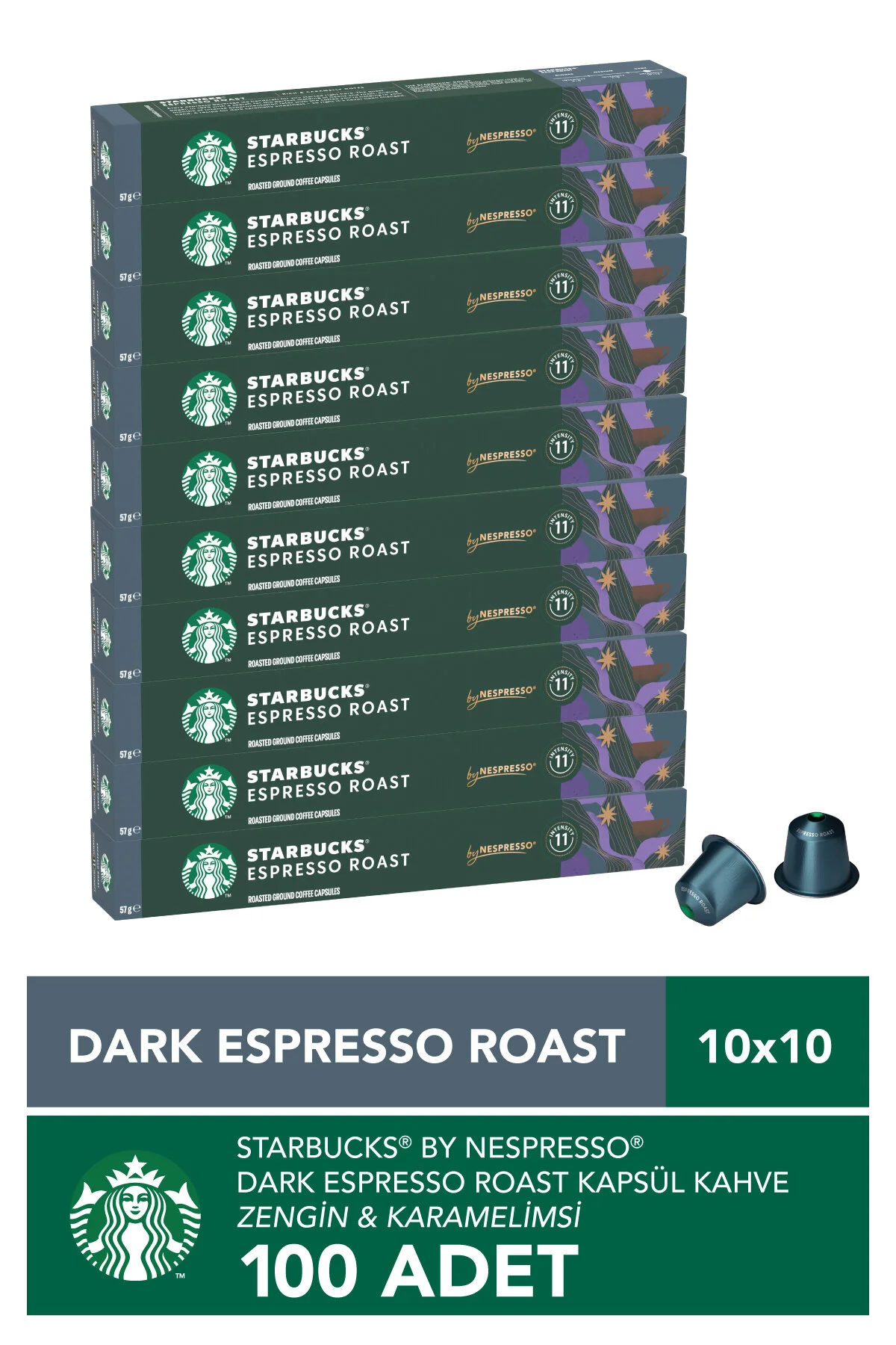 کپسول قهوه سازگار با نسپرسو توسط NESPRESSO DARK ESPRESSO ROAST CAPSULE COFFEE 10 X عدد استارباکس Starbucks