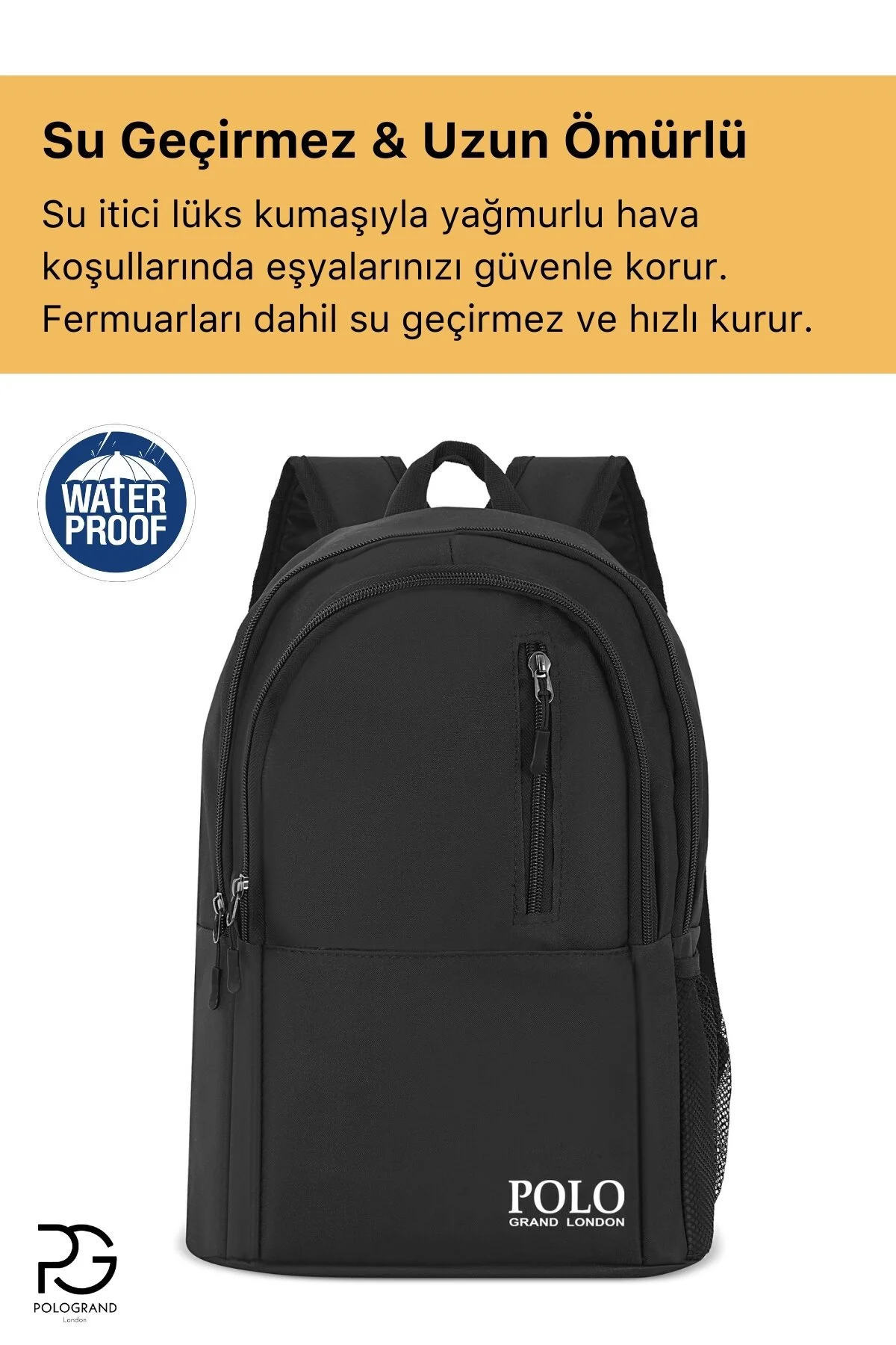 کوله پشتی مسافرتی و استفاده روزانه لپ تاپ دوره ورزشی ضد آب چند چشمی UNISEX اصل POLOGRAND London