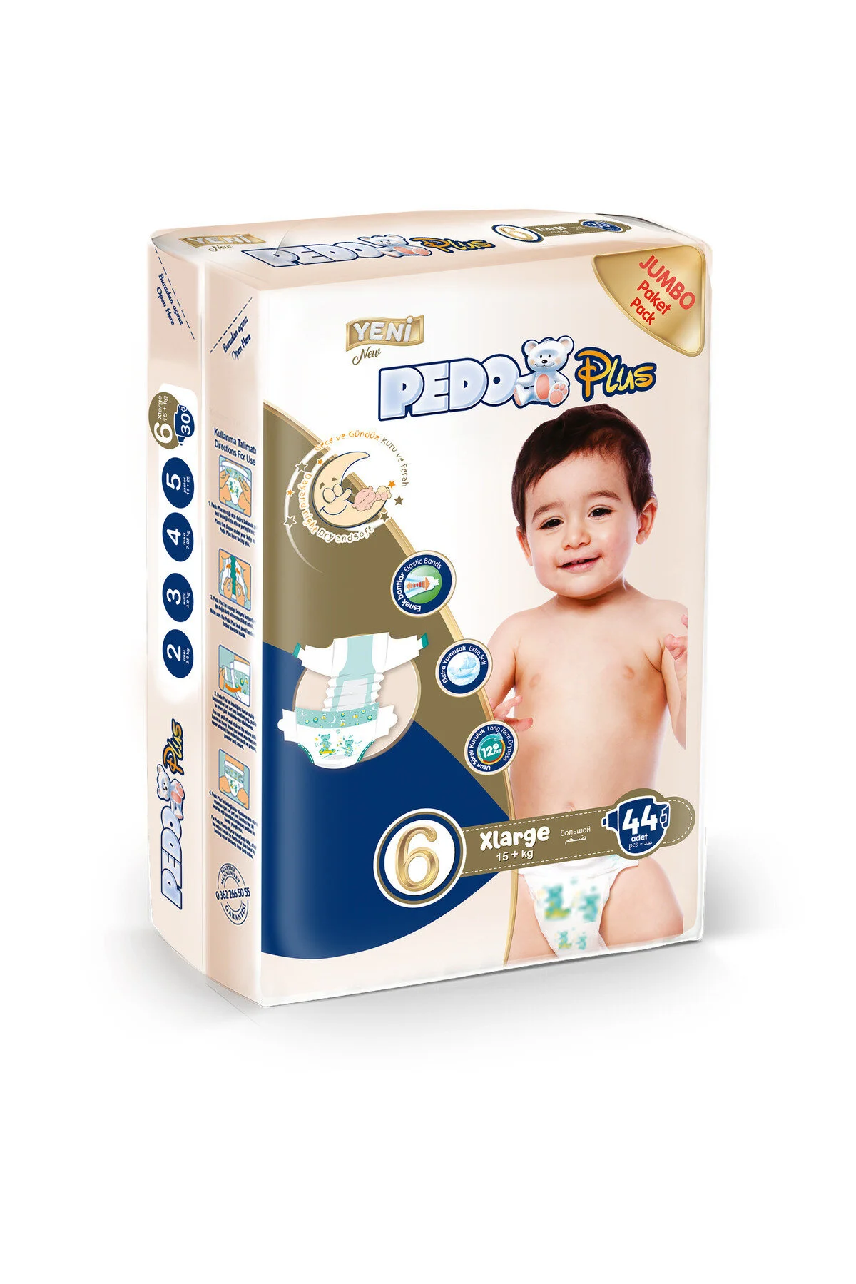 پوشک بچه سایز 6 XL جامبو بسته 44 عددی اورجینال Pedo