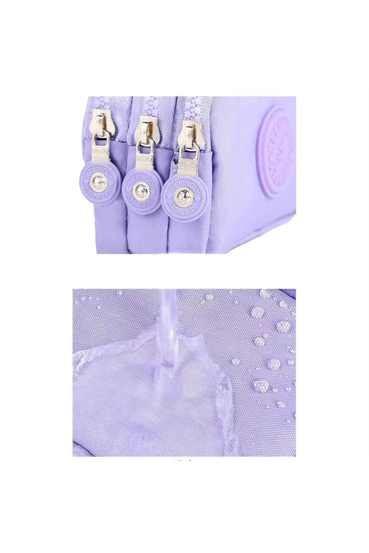 کیف پول سکه ای سه زیپ دار نرم با مچ بند یاسی رنگ rinkadoll