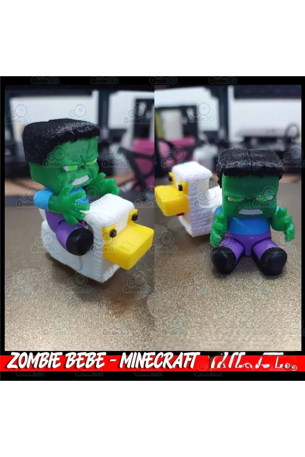 اسباب بازی های فیگور شخصیت MINE MOVIE CRAFT BABY ZOMBIE AND DUCK XL SIZE TOY MINECRAFT Goplast Premium