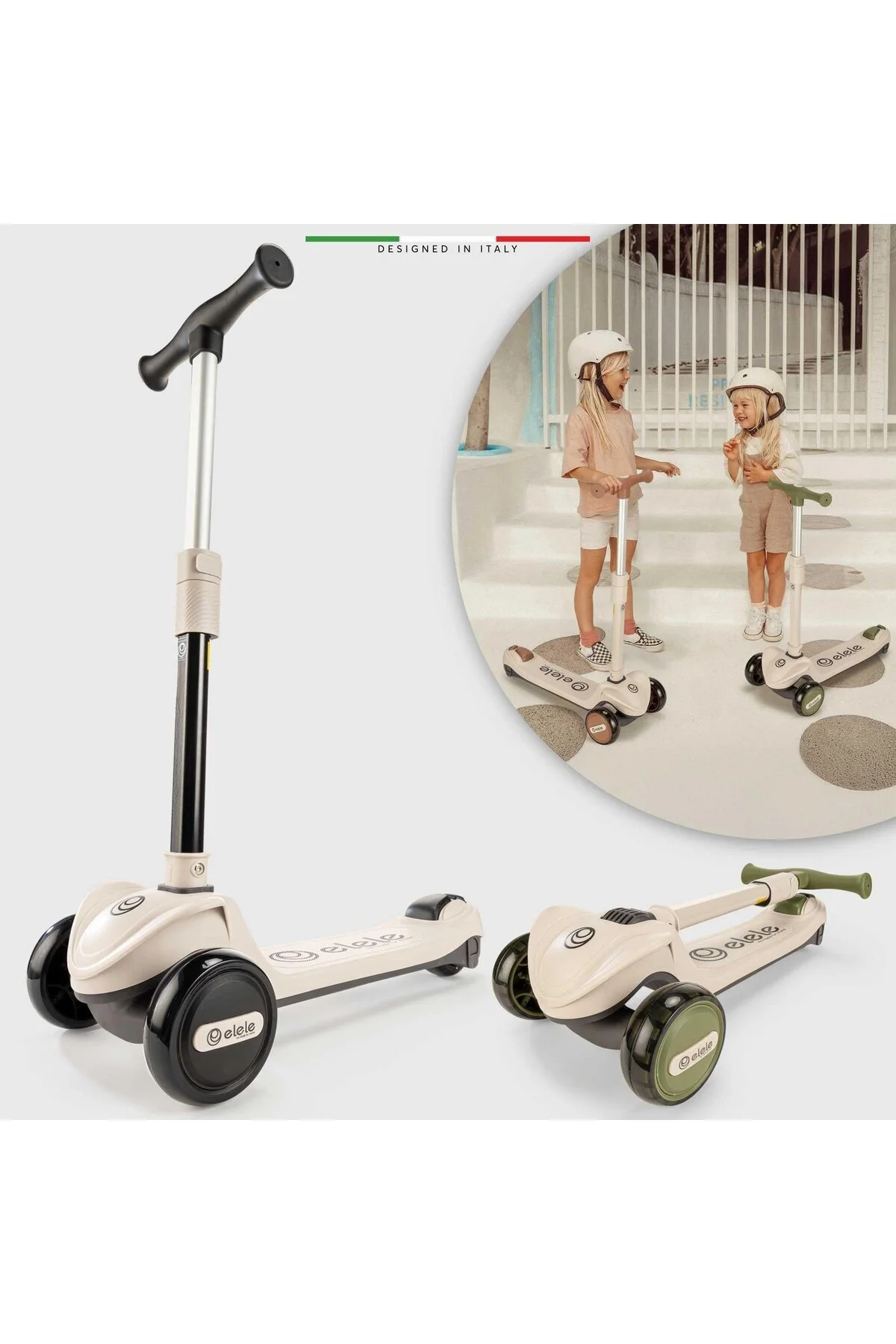 اسکوتر کودکان بچه گانه VELOCITA 3 WHEEL مشکی با نور Elele