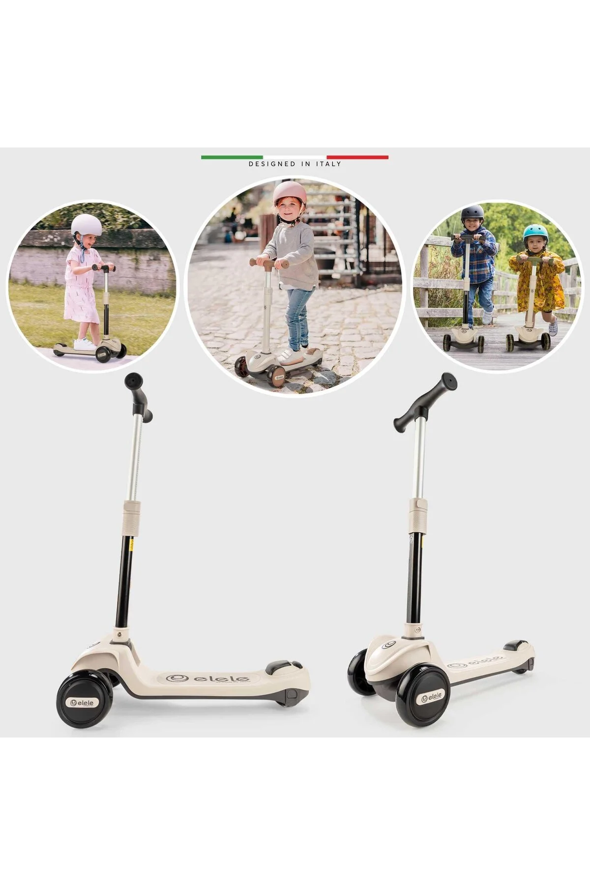 اسکوتر کودکان بچه گانه VELOCITA 3 WHEEL مشکی با نور Elele