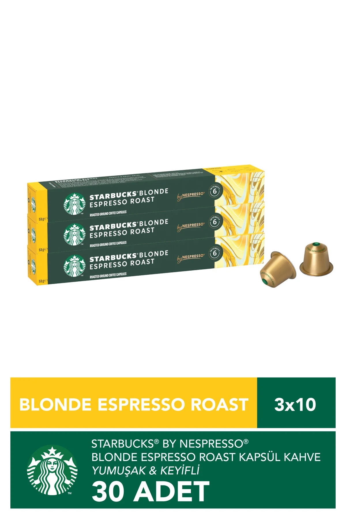 کپسول قهوه سازگار با نسپرسو توسط NESPRESSO BLONDE ESPRESSO CAPSULE COFFEE 3 X 10 عدد استارباکس Starbucks