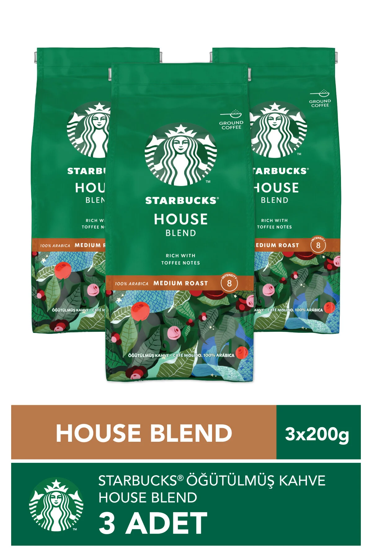 قهوه فیلتر و دانه کامل آسیاب شده هاوس 3X200 گرم استارباکس Starbucks
