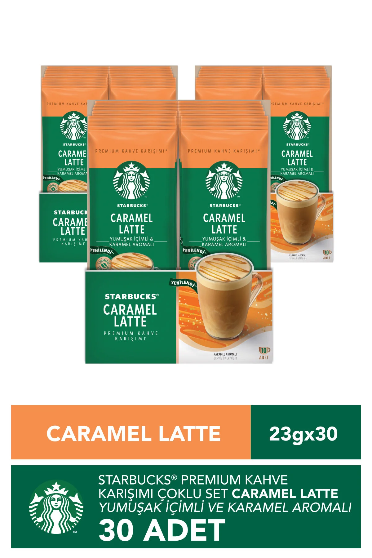 قهوه فوری میکس کارامل لاته ممتاز 23 گرم در 30 عدد استارباکس Starbucks