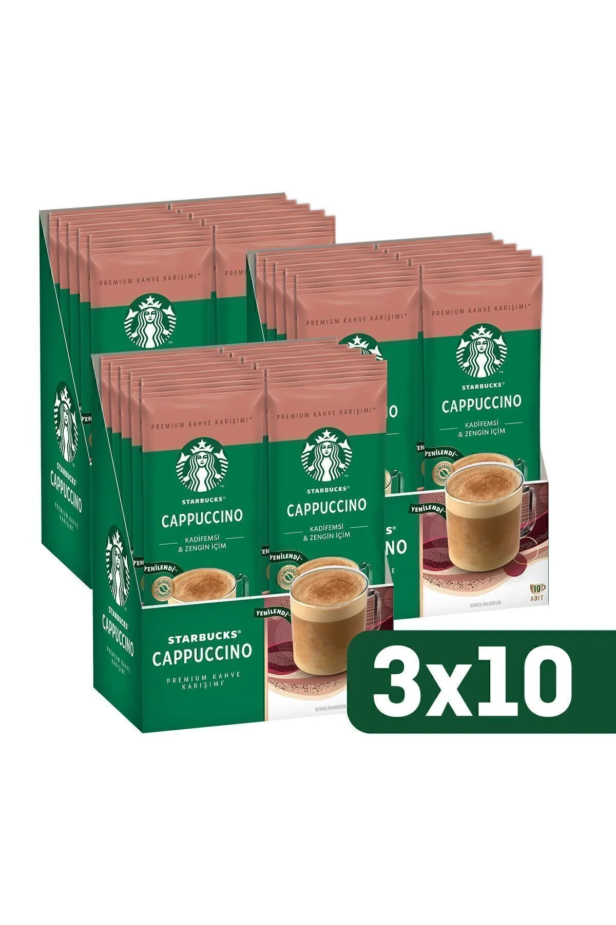 قهوه فوری میکس پرمیوم کاپوچینو 3 X بسته 10 تایی 10X18 گرم استارباکس Starbucks
