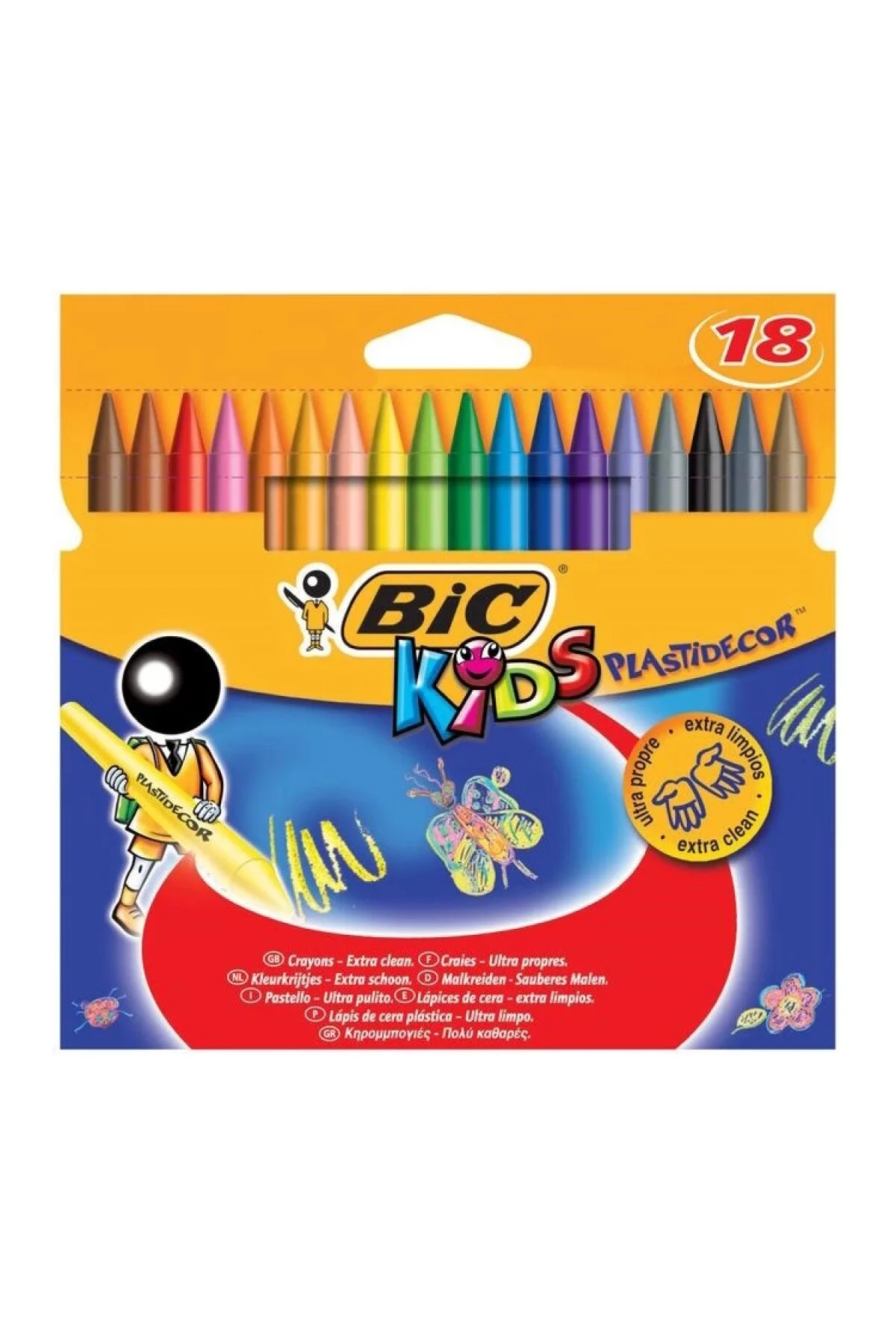مداد شمعی پاستل چند رنگ 18 LI اورجینال بیک Bic