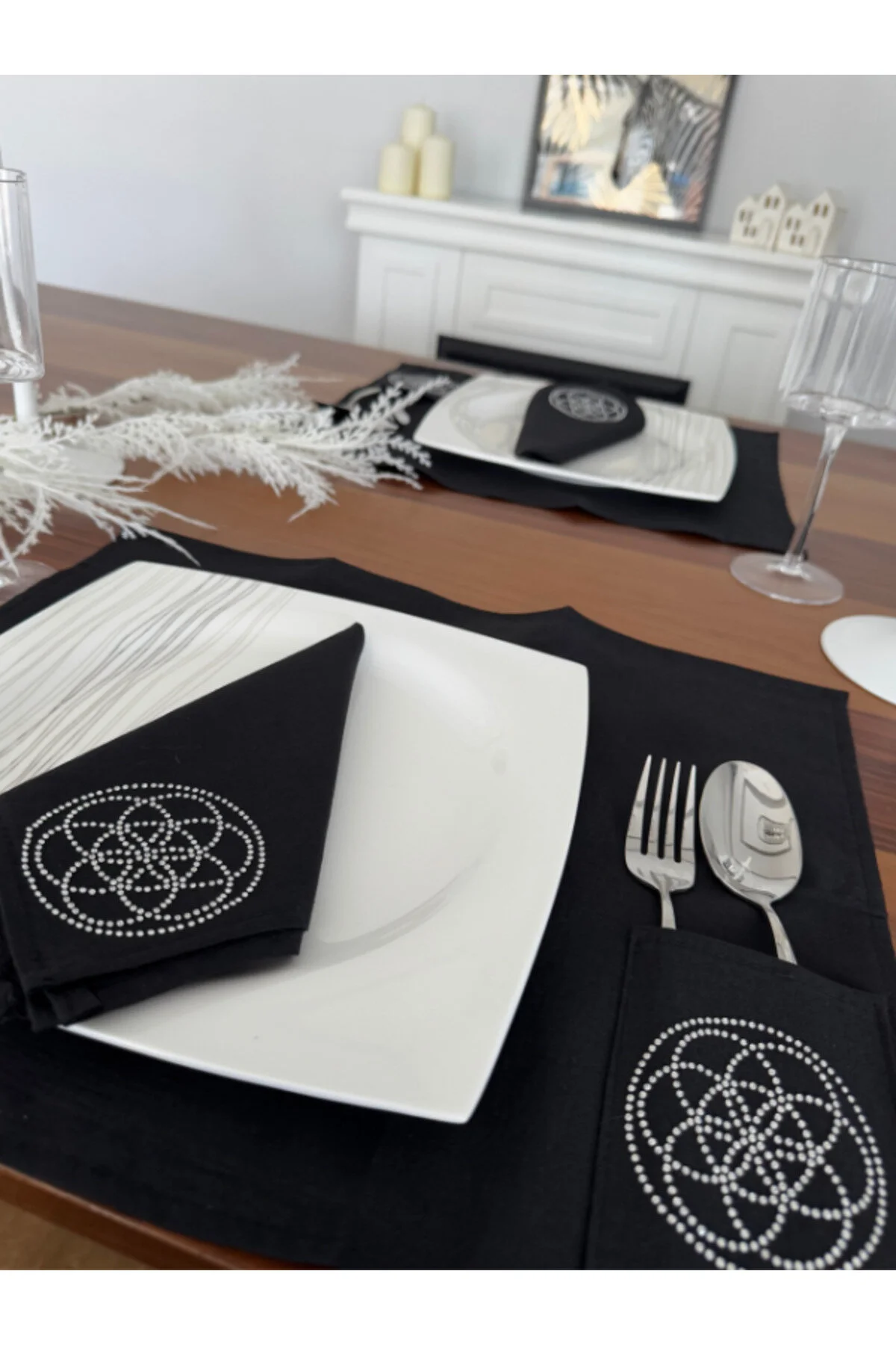 رانر و زیر بشقابی مجموعه خدمات آمریکایی LIFE FLOWER WORKING SERVICE 6 قسمت طراحی ویژه Menar Tasarım