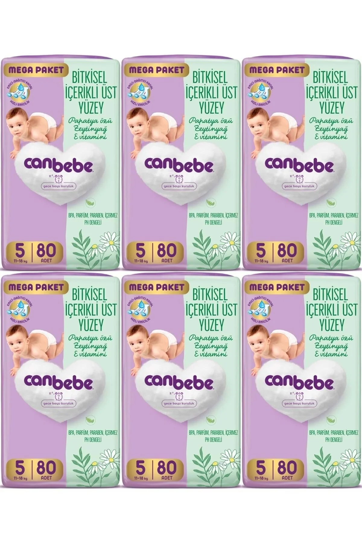 پوشک بچه سایز بچه: 5 11 18 کیلوگرم جونیور 480 تکه MEGA EXTRA OPPORTUNITY PK اورجینال Canbebe