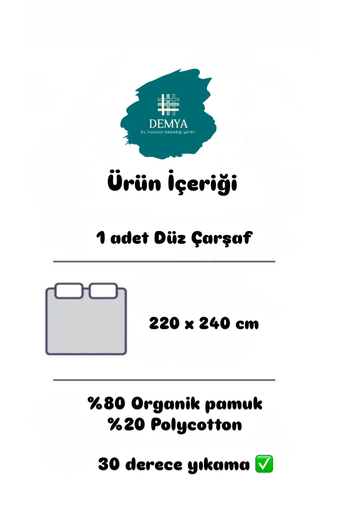 ست ملحفه دو نفره پنبه ورق مستقیم 220X240 سانتی متر Demya Home