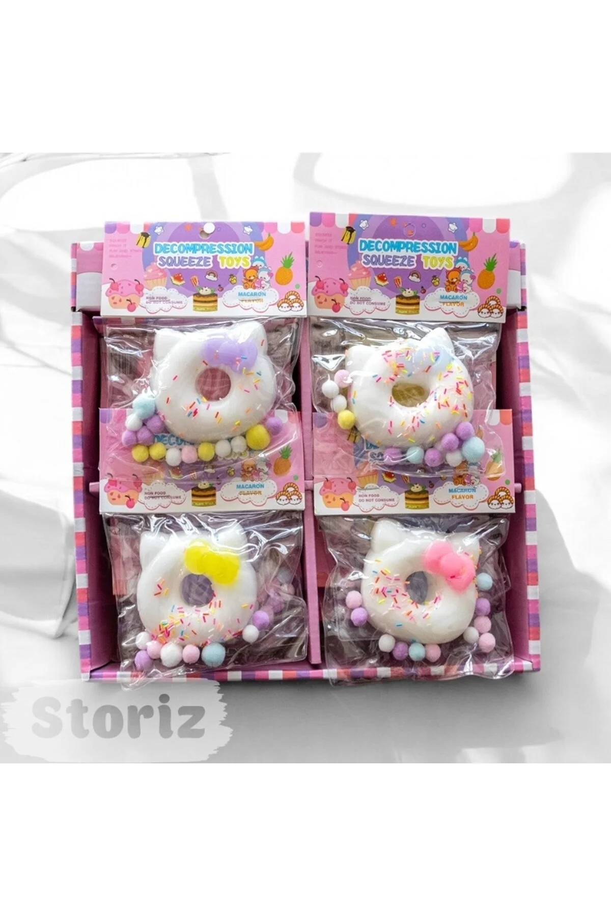 اسباب بازی های فیگور دیگر دونات گوش گربه ای SUKUSHI TAN SQUISHY STRESS TOY HELLOKITTY CAT PAW STRES NB market