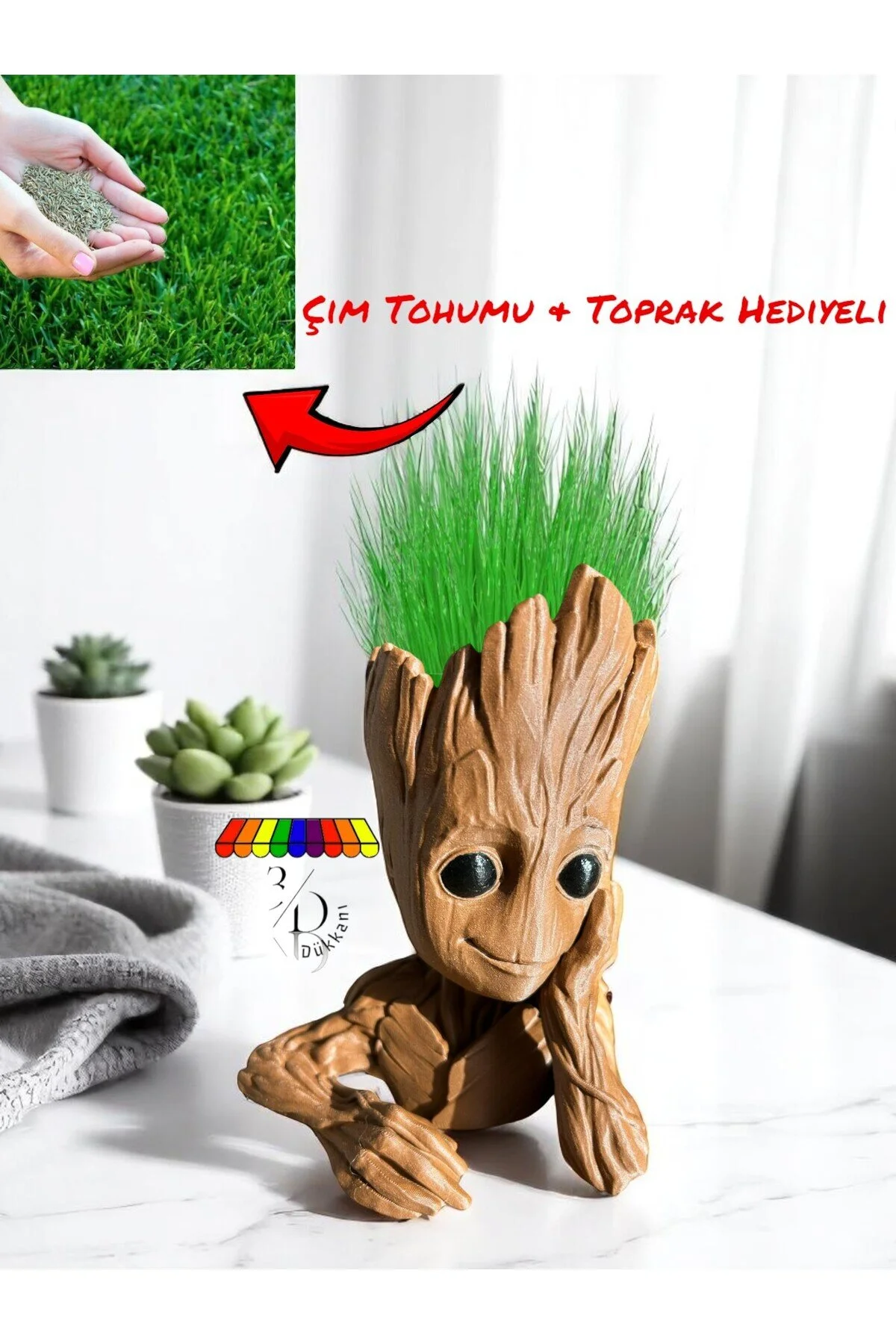 فیگور گلدان گروت تزئینی هدیه علف و خاک از ترکیه 3D Dükkanı