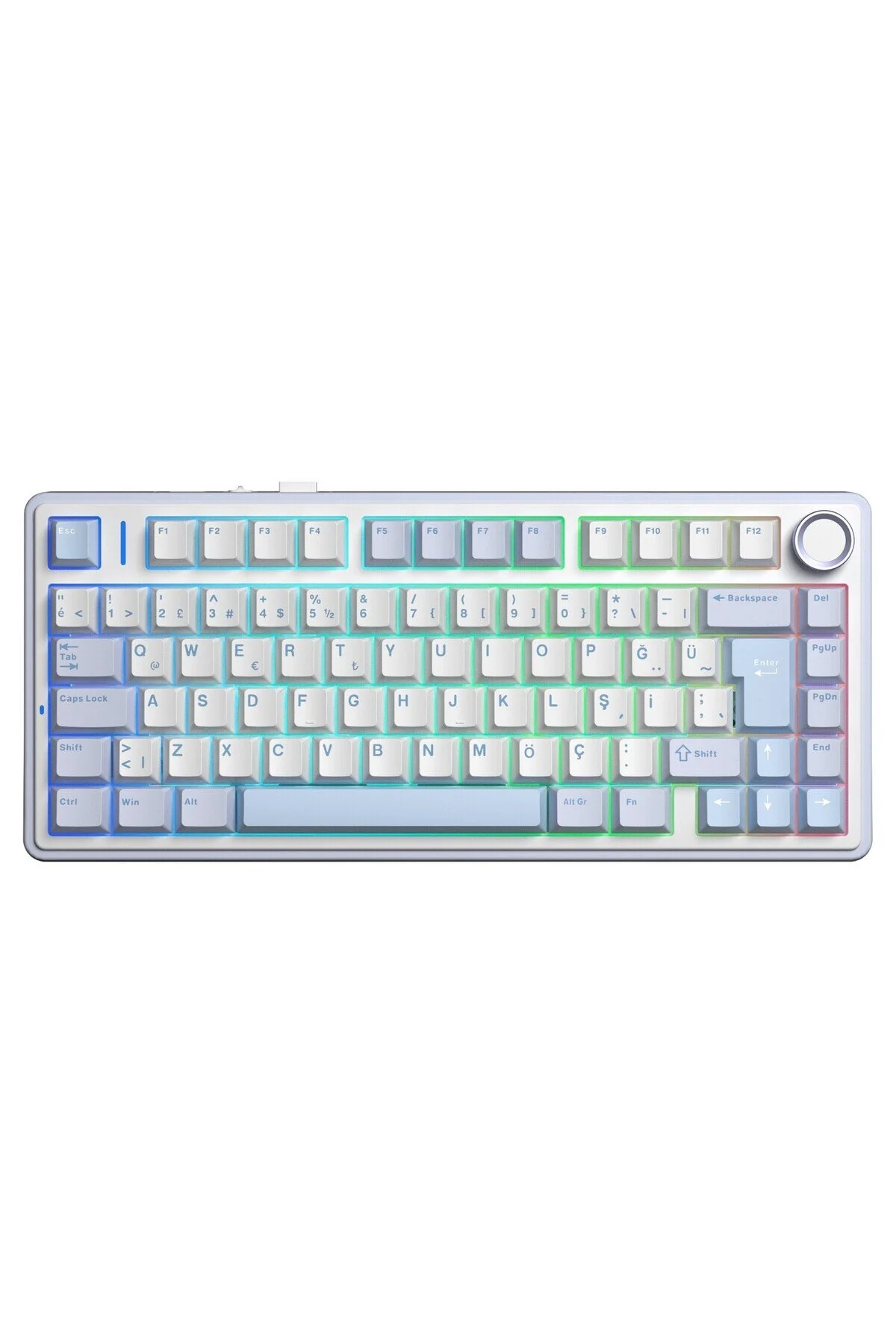 کیبورد مخصوص بازی F75 مکانیکی RGB TKL HOT V4 Q صفحه کلید یخ آبی Aula