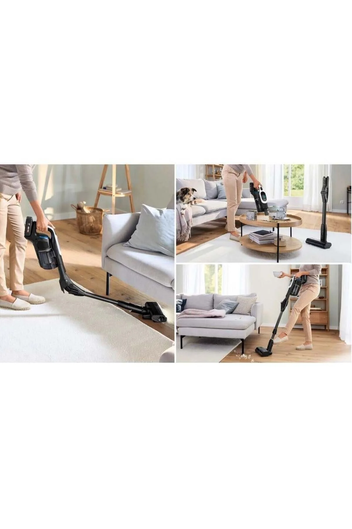 جاروبرقی ایستاده VACUMIX FASTEST BOSCH UNLIMITED 10 BCS1041WAC شارژی عمودی HEPA 13 TURBOSPIN سفید بوش Bosch
