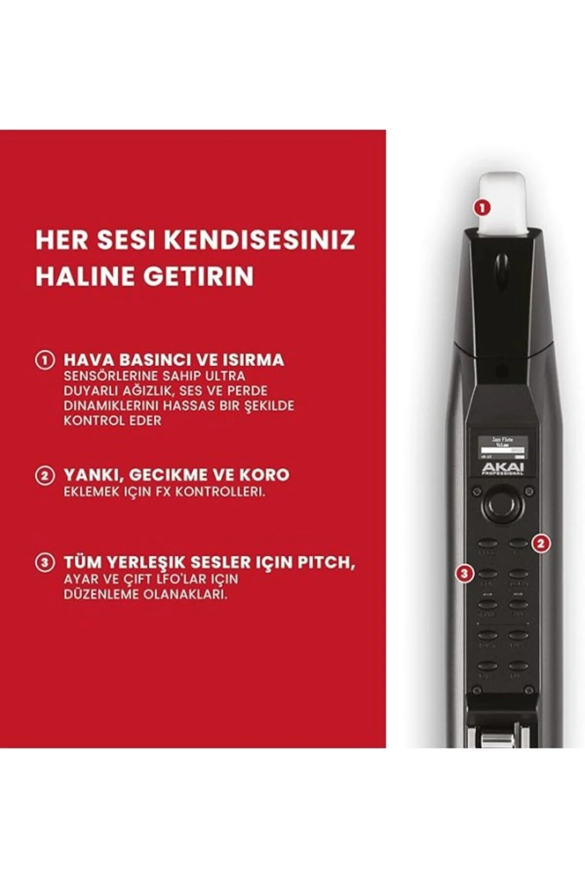 فلوت و پیکولو AKAI PROFESSIONAL EWI SOLO دستگاه تنفس الکترونیکی بلندگو داخلی باتری قابل شارژ ShopZum