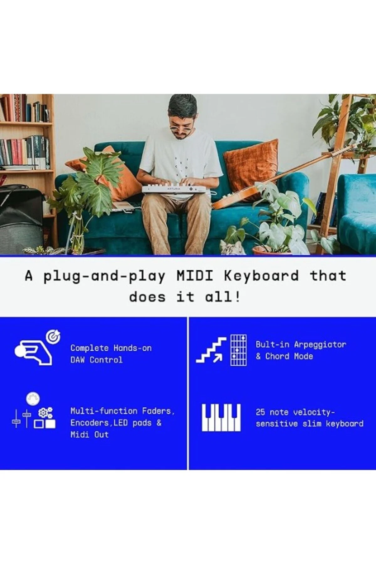 فناوری ضبط ARTURIA MINILAB 3 سیاه و سفید عمیق صفحه کلید ShopZum