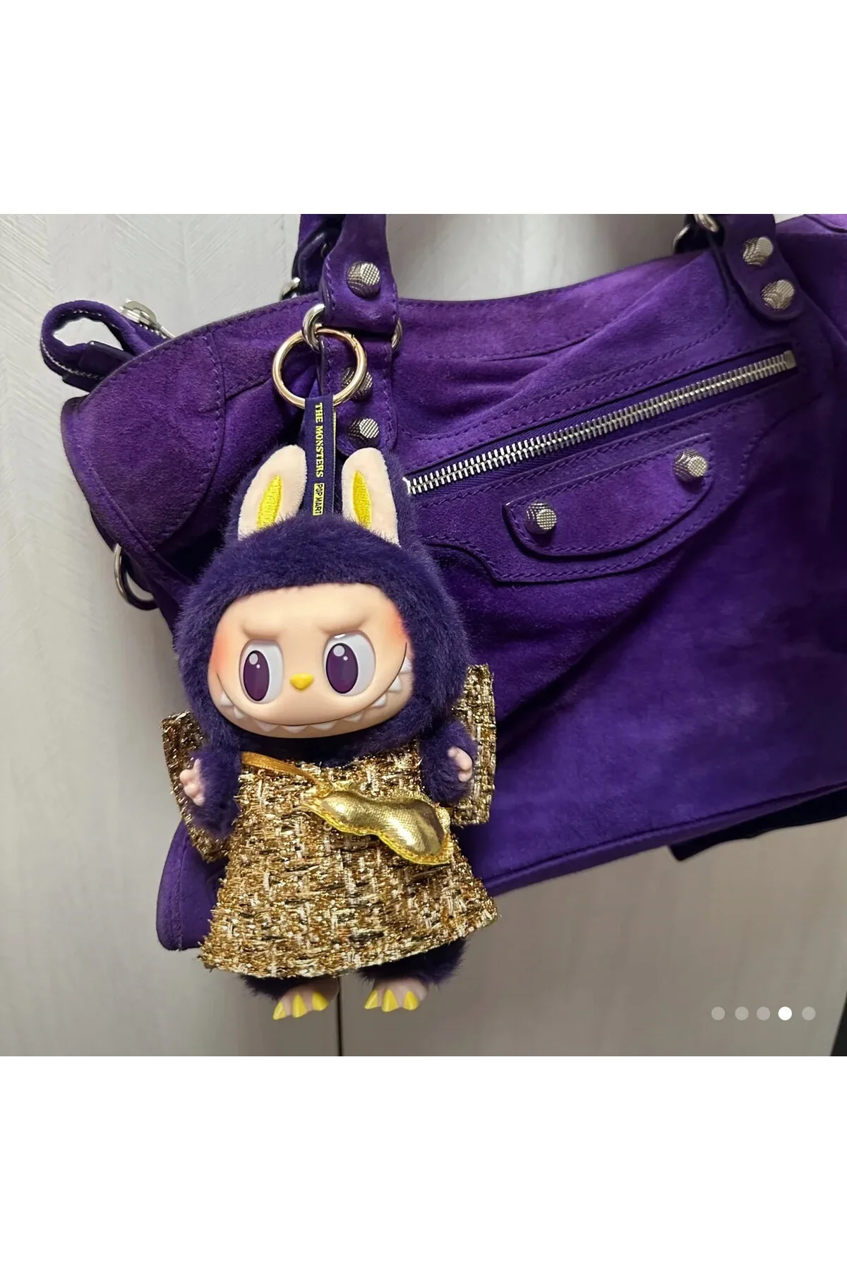 جعبه بنفش ماکارون Labubu لباس طلایی  Pop Mart